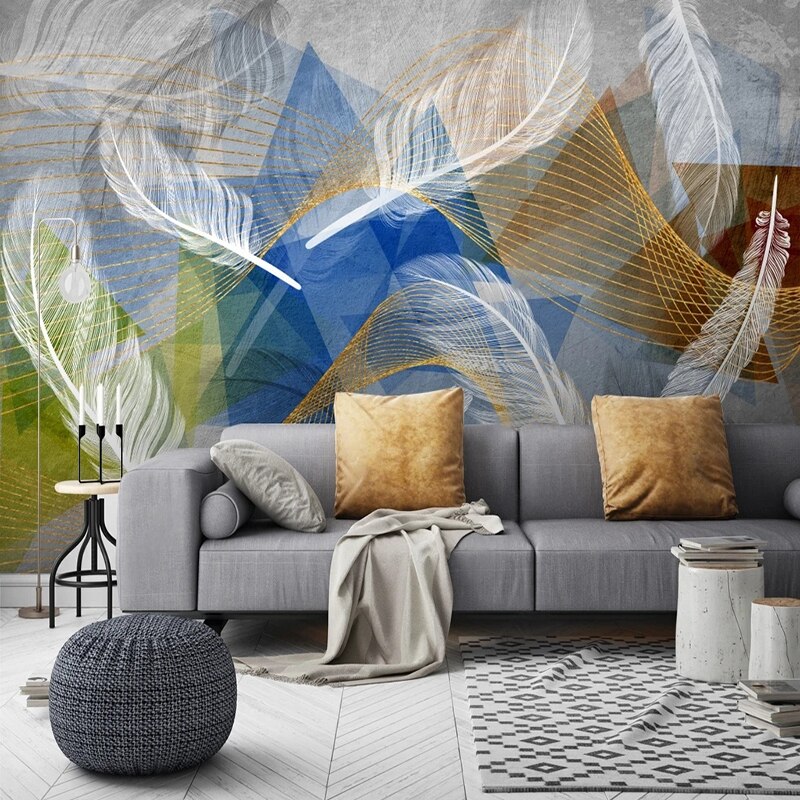 3D White Geometric Feather Wallpaper - Modern Home Wall Decor for Living Room, Bedroom & Office | Peel and Stick Removable Wall Mural