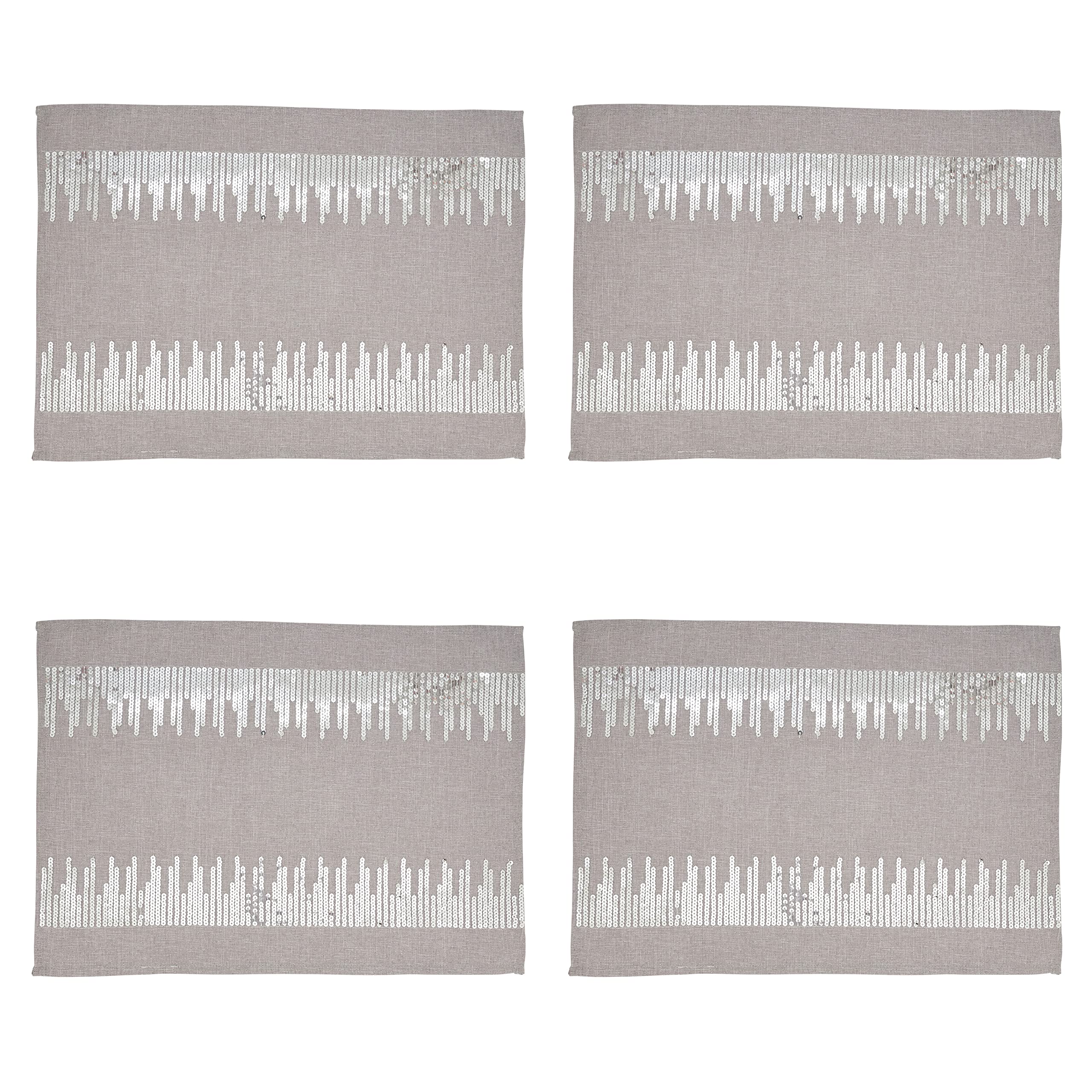 Sequin Border Placemats Set of 4 - Elegant Dining Table Decor for Parties, Weddings & Holiday Celebrations