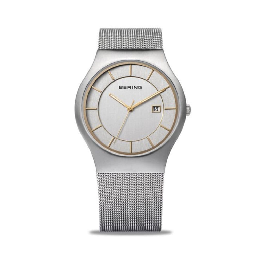 BERING 11938-001 Classic Men's Watch - Stainless Steel Analog Wristwatch with Date Window, Water Resistant for Business, Casual & Outdoor Activities