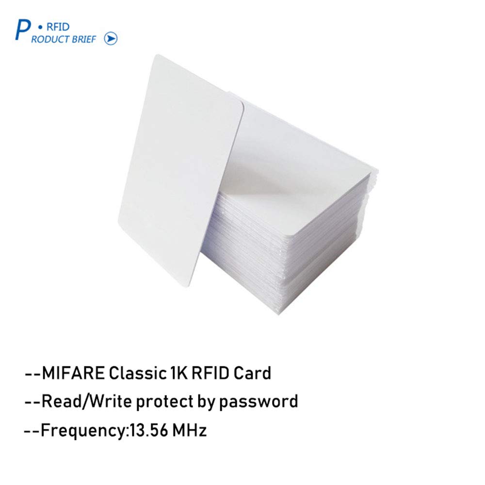 Meipire 13.56MHz MIFARE Classic 1K RFID Smart Cards - 100 Blank Printable PVC Cards for Access Control, Hotel Key Cards, Security Systems | NFC Tag, ID Badge, Membership Card Applications