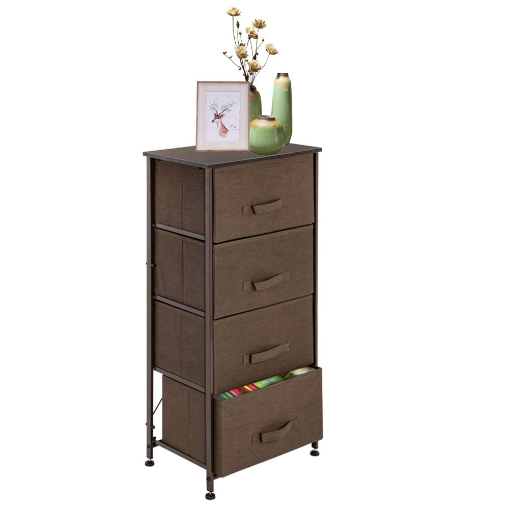 4-Tier Fabric Dresser with 4 Drawers - Sturdy Steel Frame & Wood Top Closet Organizer for Clothes, Toys, and More - 17.75