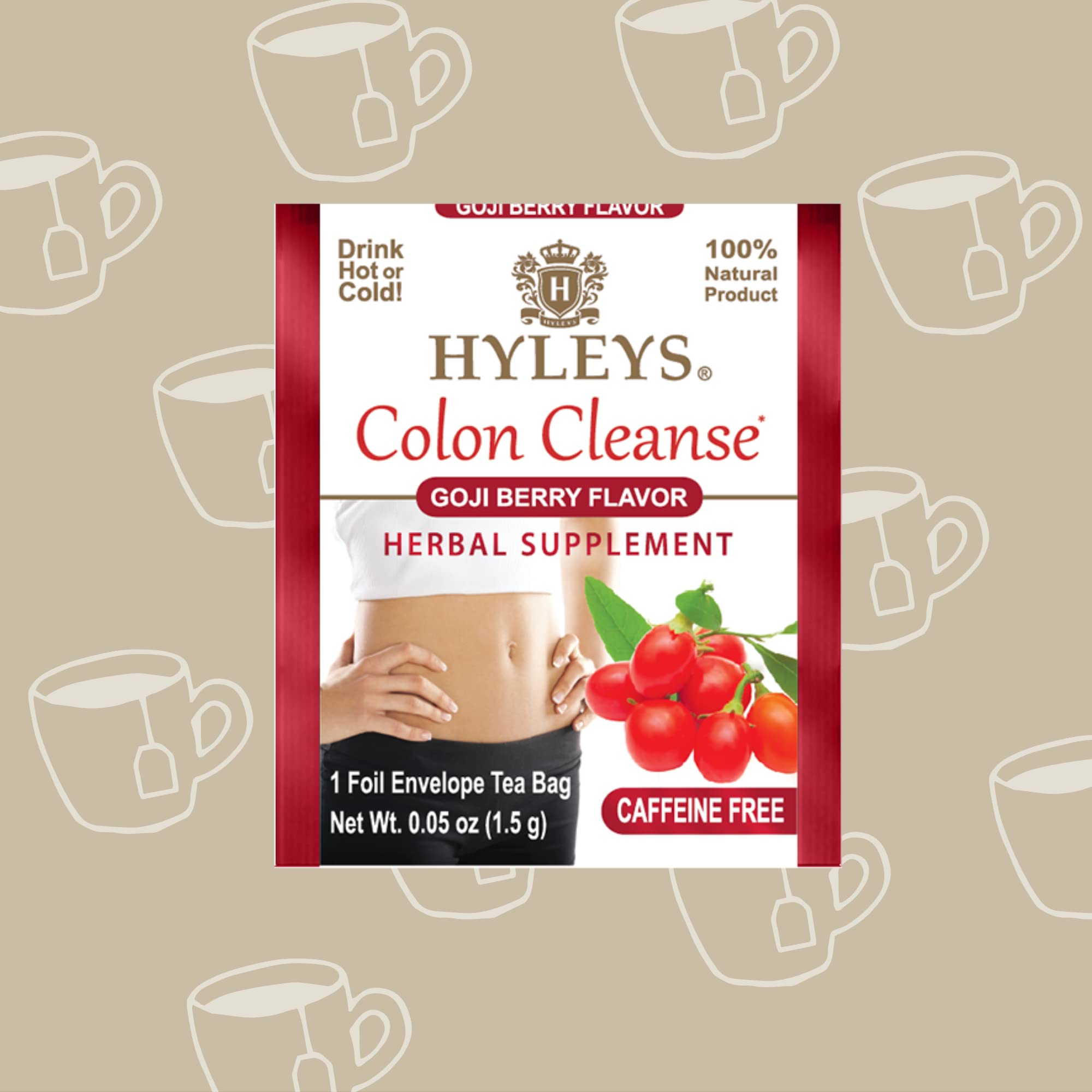 Hyleys Colon Cleanse Tea - Goji Berry Flavor, 25 Tea Bags (12 Pack, 300 Tea Bags Total) | Herbal Detox Tea for Digestive Health & Weight Loss | Perfect for Daily Cleansing & Wellness Routine