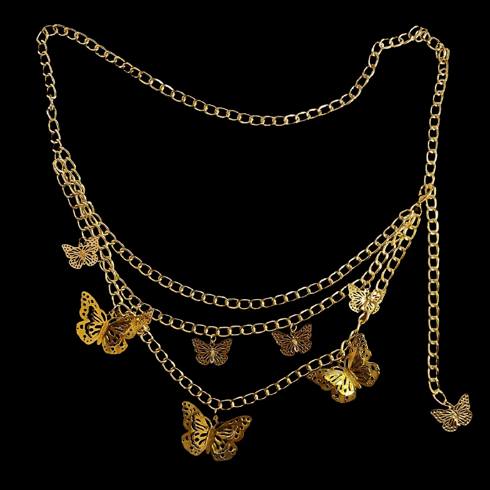 Elegant Women's Multilayer Metal Belly Chain Waistband - Butterfly Body Jewelry for Dresses, Jeans & Casual Outfits | Perfect for Parties, Weddings and Beach Fashion