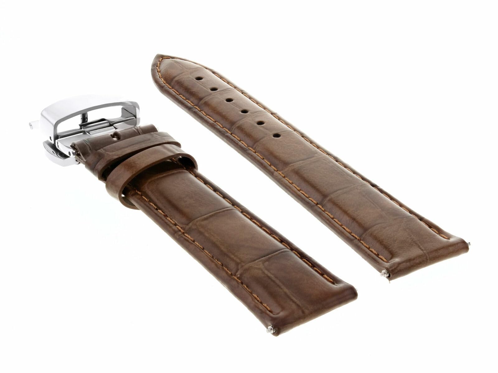 20mm Leather Watch Band for Tudor 36mm - Light Brown Strap with Deployment Clasp | Dress & Casual Wear