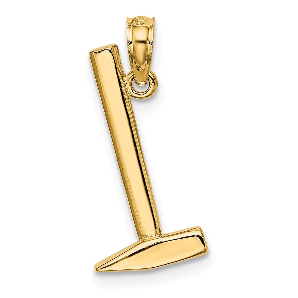 14K Yellow Gold 3D Hammer Pendant - High Polish Flat & Point Tip Design for Necklace | Perfect for Gifts, Anniversaries & Everyday Jewelry Wear