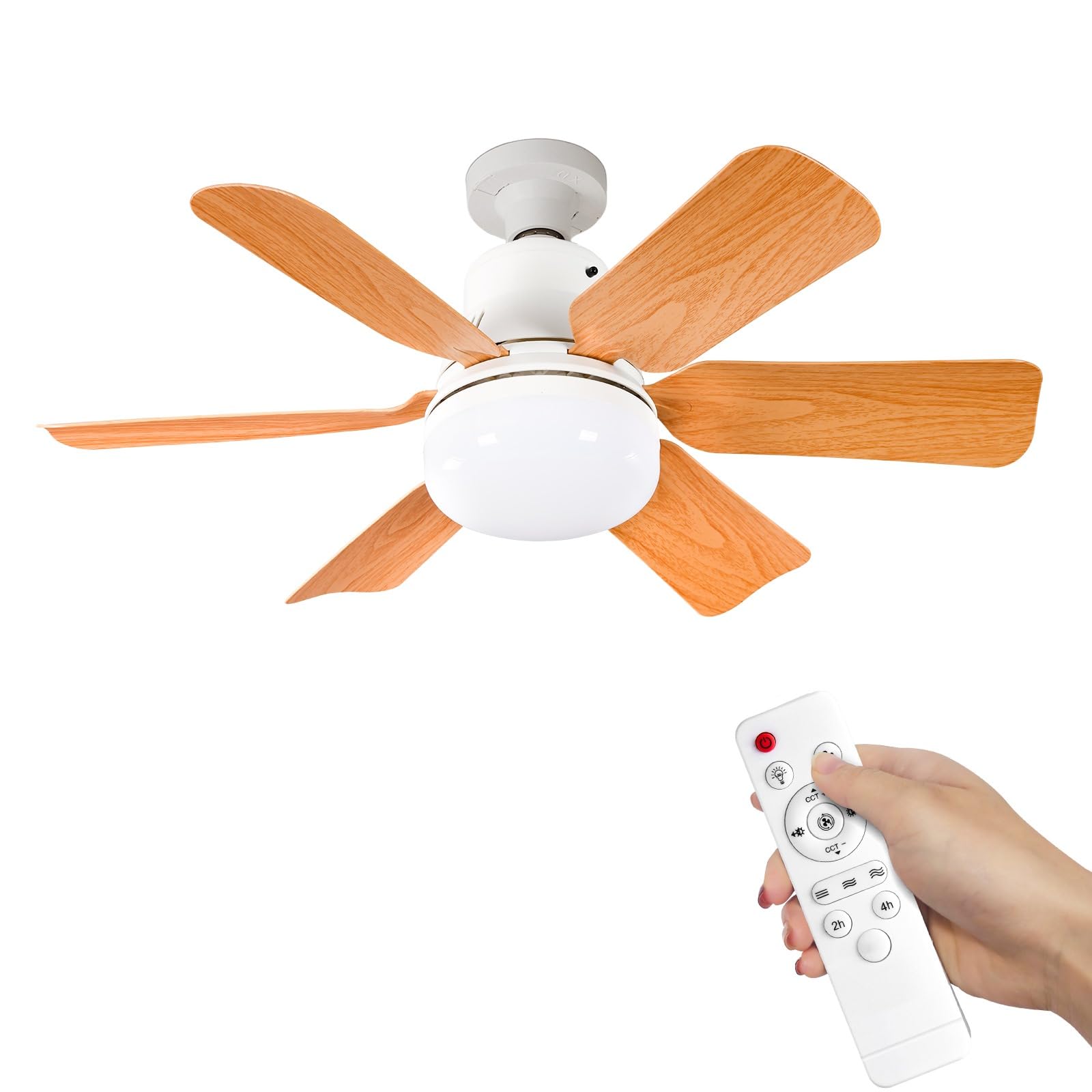 30/40W Ceiling Fan with Light and Remote Control - 6 Blades, 3 Speed Settings, Ultra Quiet - E27 Socket LED Light Fixture - Perfect for Living Room, Bedroom, Office - Sunset Design (40W) - Energy Efficient Cooling & Lighting Solution