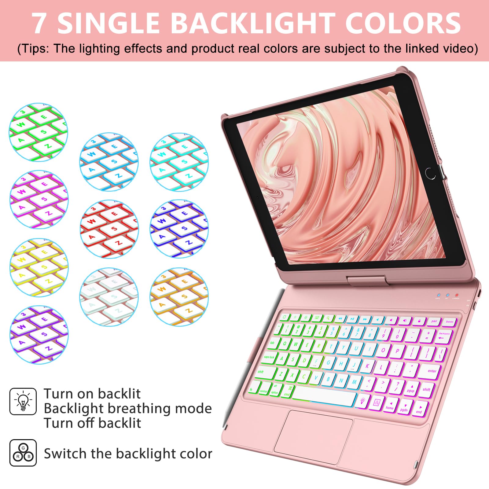 aMZCaSE Bluetooth Keyboard Case for iPad 9th/8th/7th Generation (10.2