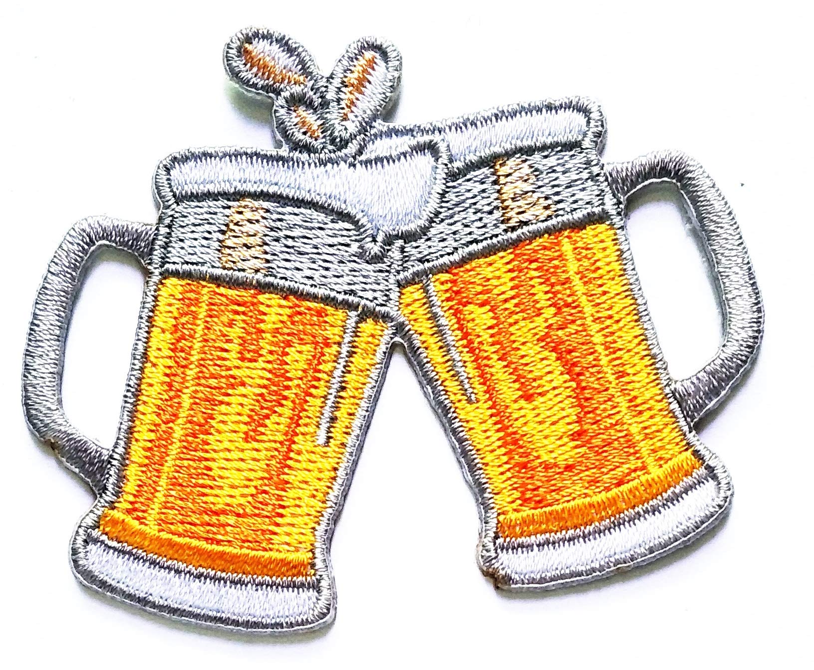 Twin Glass Beer Bubbles Iron-On Embroidered Patches for Jackets & T-Shirts - Cartoon Game Logo Design for Kids & Adults - Perfect for Parties, Costumes & DIY Fashion