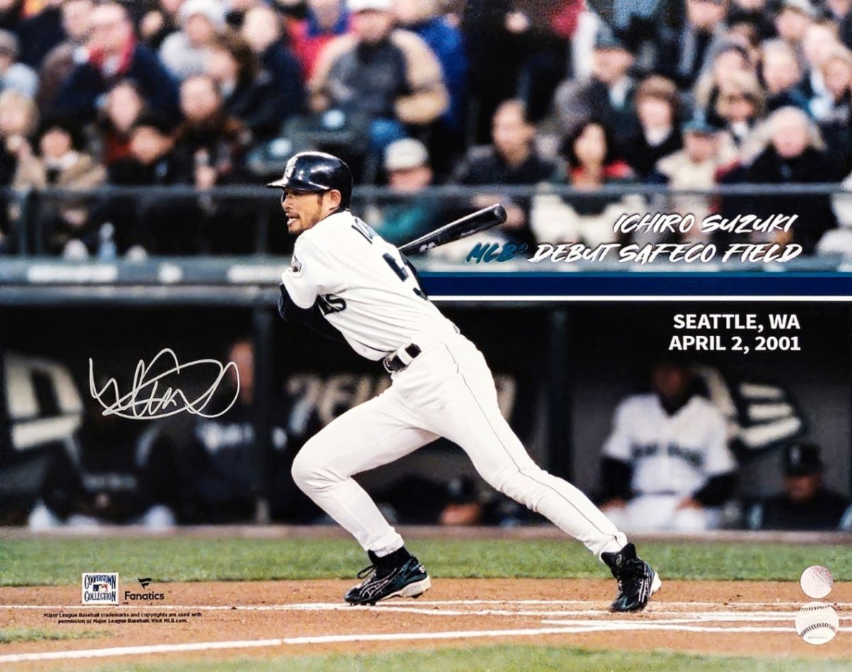 Ichiro Suzuki Autographed 16x20 Seattle Mariners MLB Debut Photo with COA - Perfect for Baseball Memorabilia Collections and Sports Fan Gifts