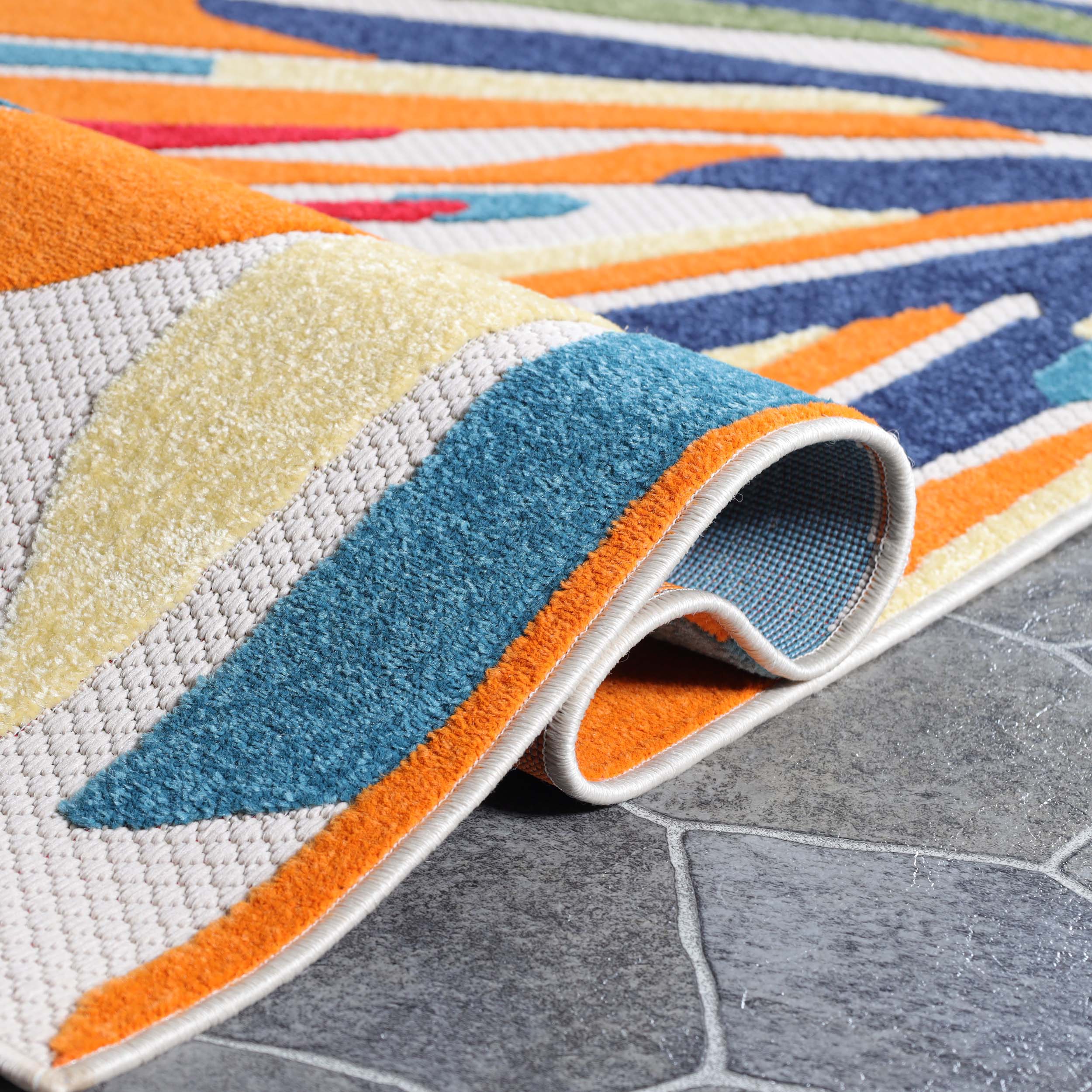 Leander Modern Geometric Abstract Indoor/Outdoor Area Rug - Non-Slip Living Room Carpet, Bedroom Runner for Home Decor | Perfect for Hallway, Patio & Office Spaces