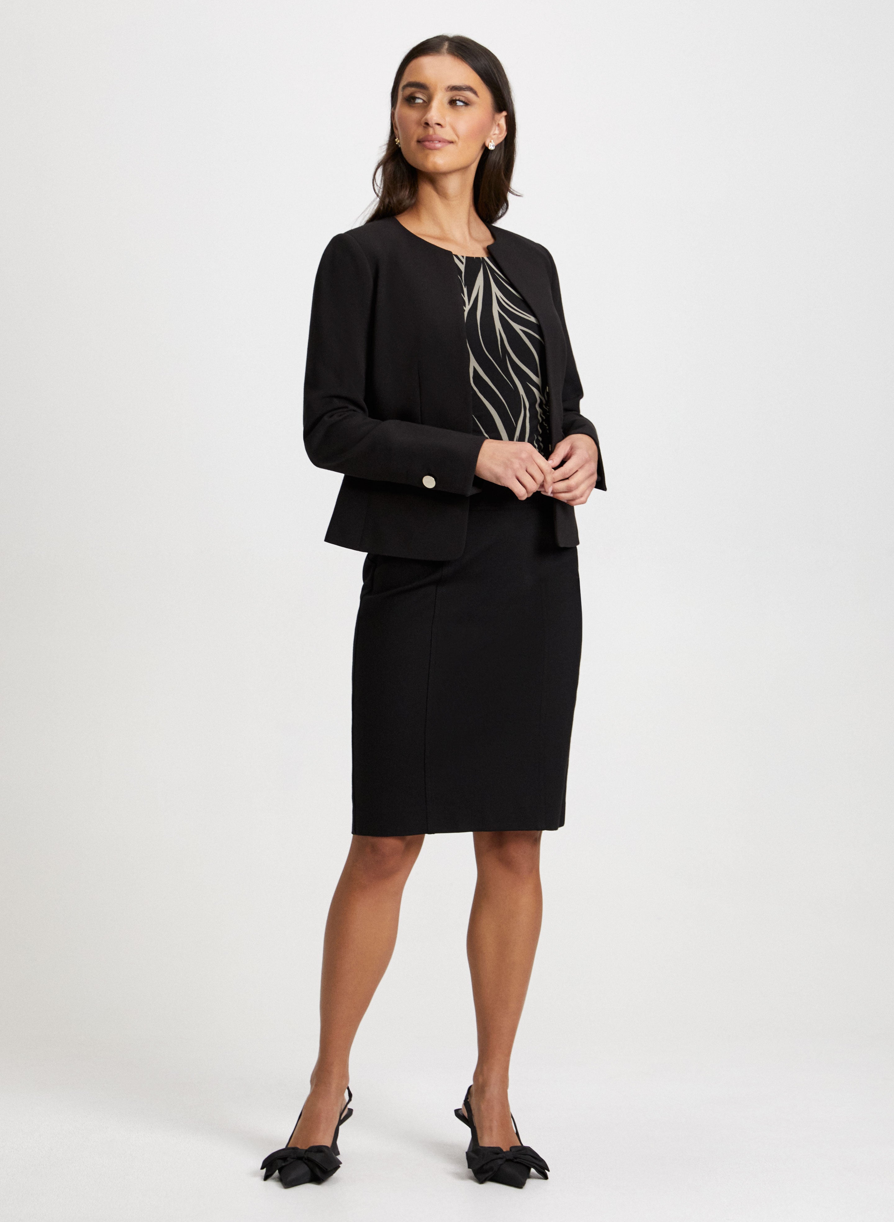 Elegant Button Detail Jacket & Pencil Skirt Set for Women | Office Wear & Business Attire | Perfect for Work, Meetings, and Professional Events