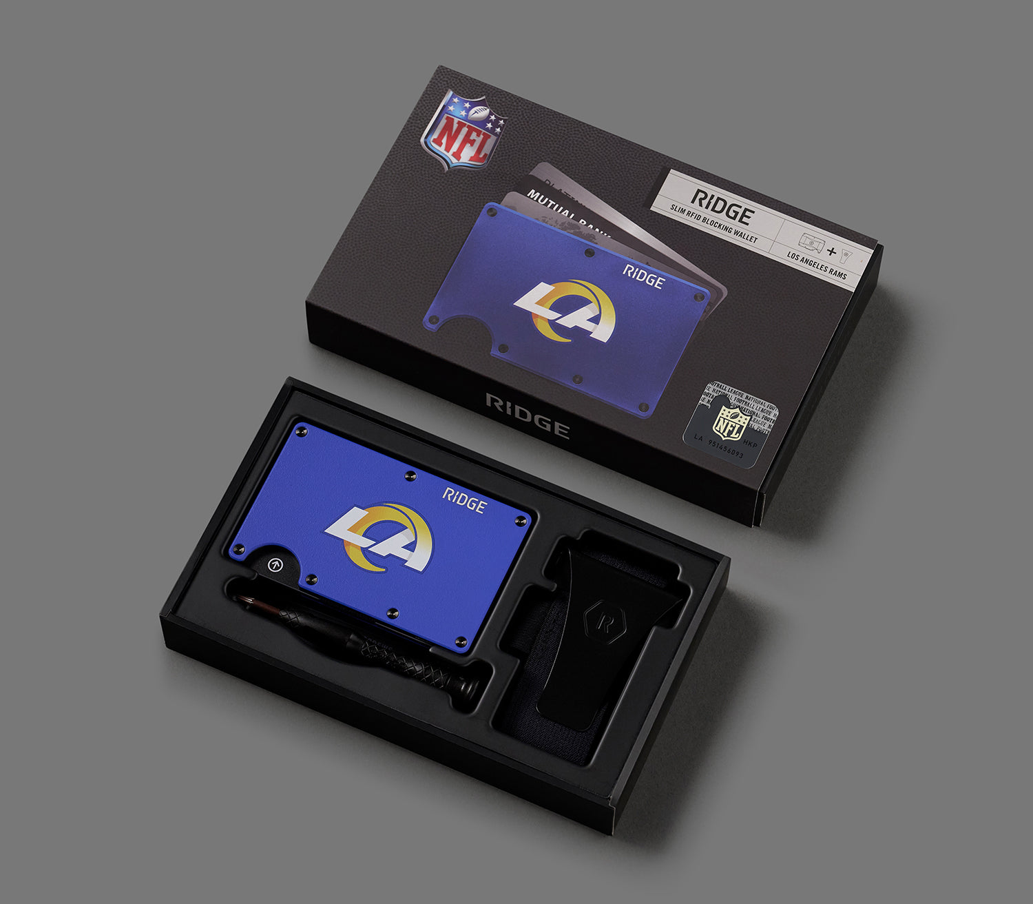 Ridge Wallet for Men - Slim RFID Blocking Minimalist Front Pocket Wallet - Los Angeles Rams NFL Team Design - Perfect for Travel, Everyday Carry & Gifting
