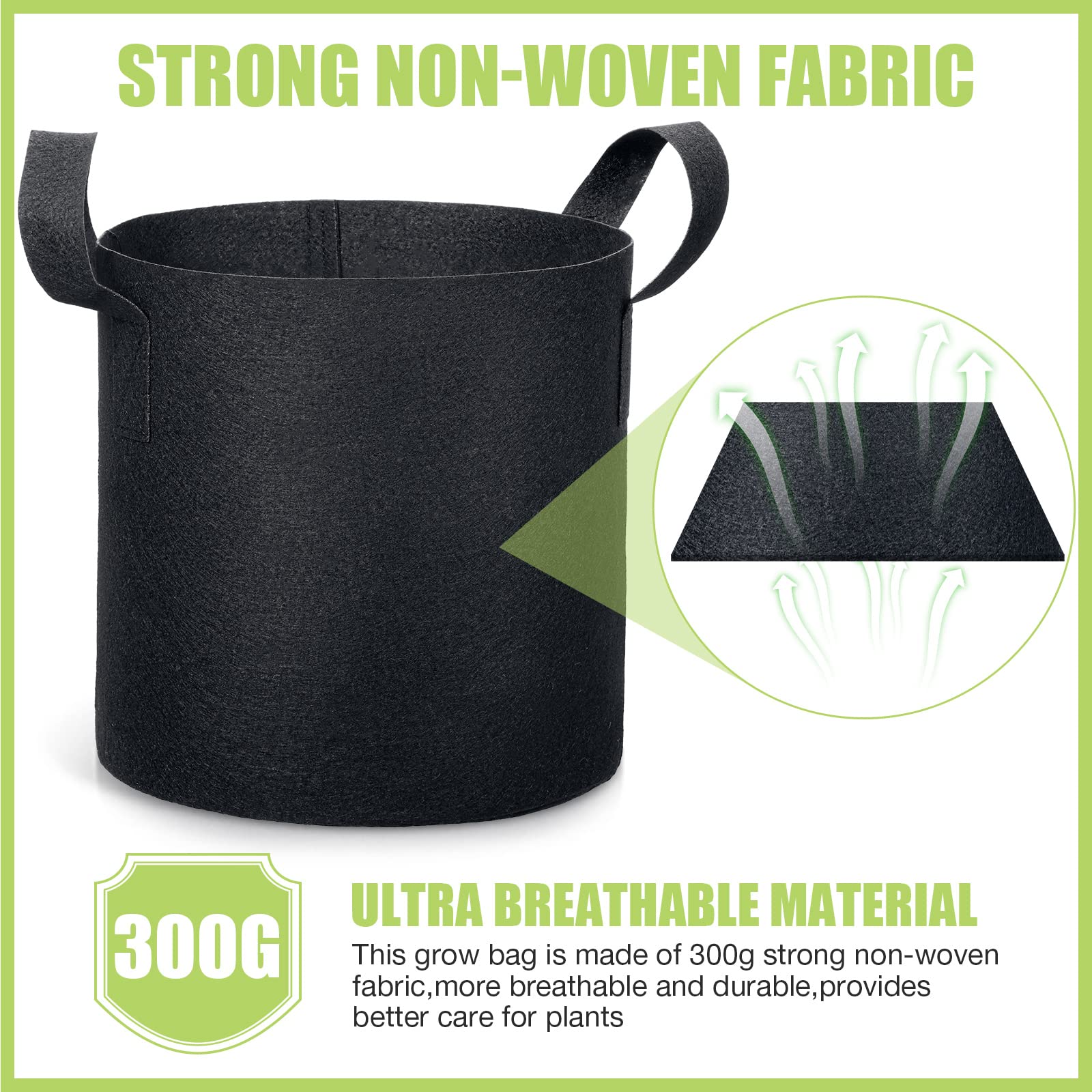 Boao 30 Pack 3 Gallon Aeration Fabric Grow Bags with Handles - Thickened Non-Woven Plant Pots for Vegetables, Flowers & Herbs - Ideal for Indoor/Outdoor Gardening, Balcony Planting & Container Gardening