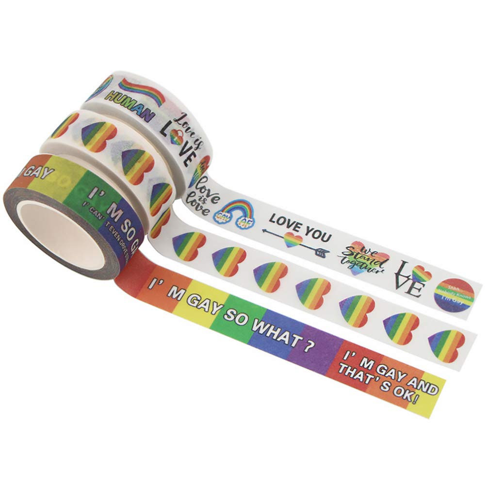 NUOBESTY 3 Rolls Rainbow Washi Tape - Pride LGBT Decorative Masking Tape for DIY Crafts, Gift Wrapping, Bullet Journals & Planners - Perfect for Scrapbooking, Party Decor & School Projects