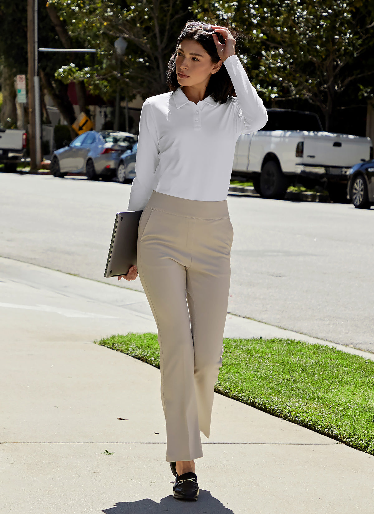 Eco-Friendly Women's Long Sleeve Polo Shirt - Soft Breathable Cotton Blend - Casual Work & Outdoor Activities