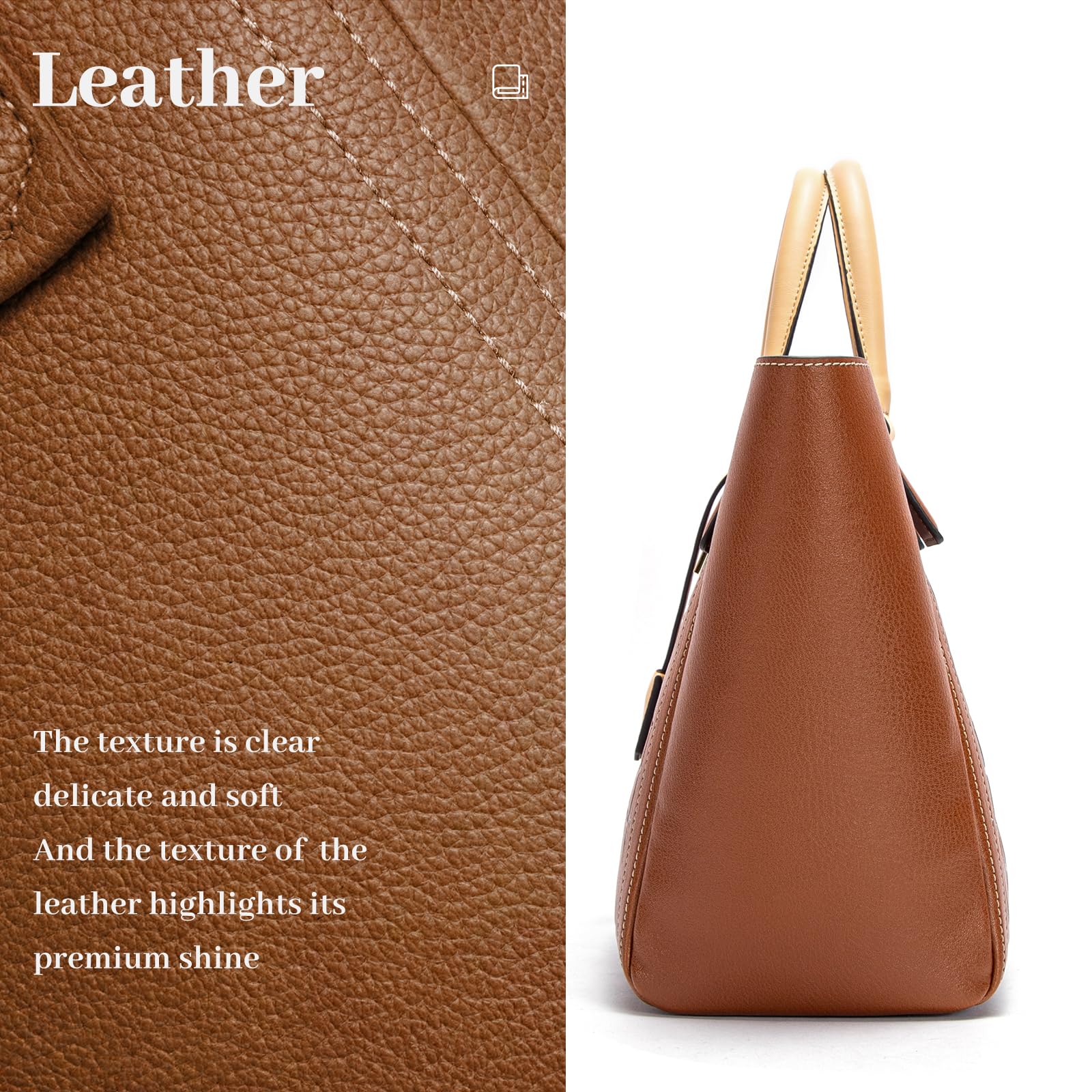 MWTS CHCH Women's Leather Handbag - Large Capacity Embossed Letter Tote Bag for Work, Business & Commuting | Perfect Office Purse, Travel Wallet & Everyday Carry Bag