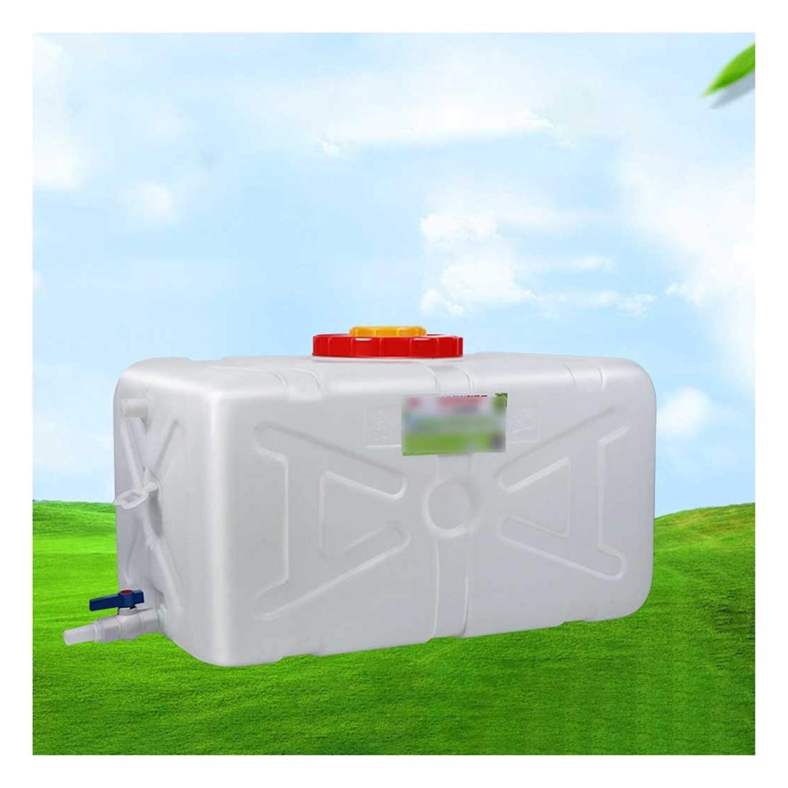 100L BPA-Free Portable Water Container with Tap - Horizontal Water Storage Tank for Camping, Hiking & Emergency - Includes 2m Hose Pipe - Ideal for Outdoor Adventures, Road Trips & Disaster Preparedness (White)