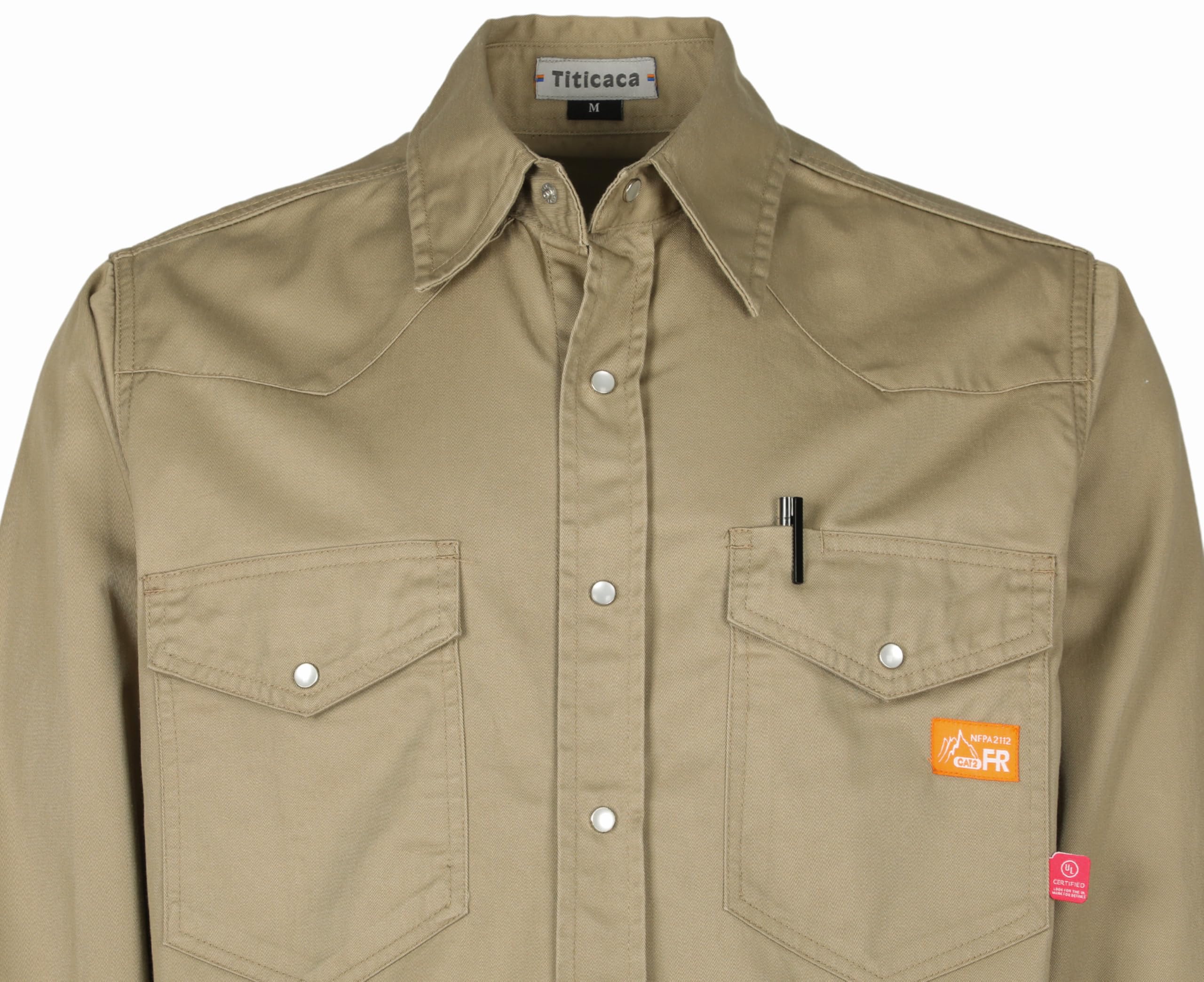 Flame Resistant Work Shirt for Men - 7.5oz Cotton FR Shirt for Welding & Industrial Safety | Durable Titicaca FR Shirt for Construction, Oilfield & Hazardous Work Environments