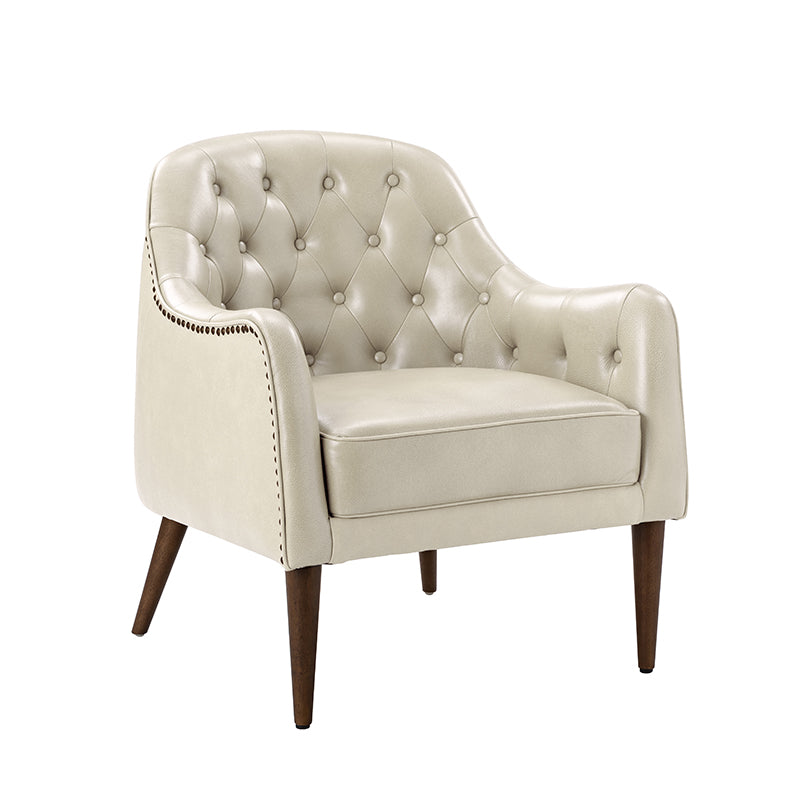 **Casio Genuine Leather Barrel Chair with Wooden Legs – Stylish Accent Chair for Living Room, Office, or Lounge**