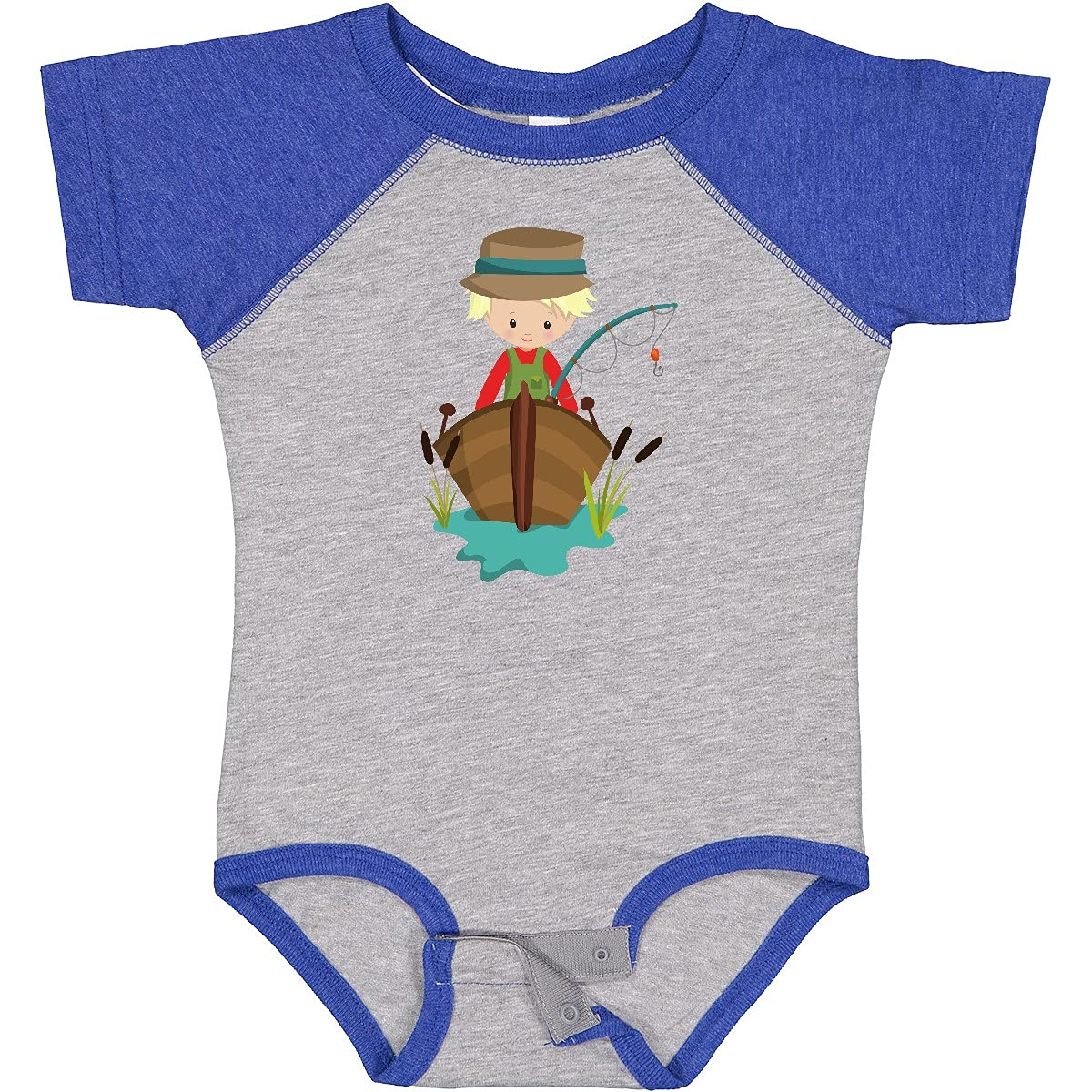 Inktastic Fishing Boy Baby Bodysuit - Cute Fisherman with Blond Hair & Fishing Rod Design - Perfect for Fishing Trips, Outdoor Adventures & Baby Photoshoots