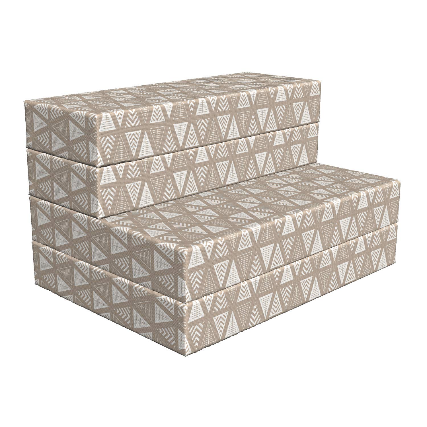 Ambesonne Geometric Foldable Mattress - Abstract Neutral Triangle Design, 74.8