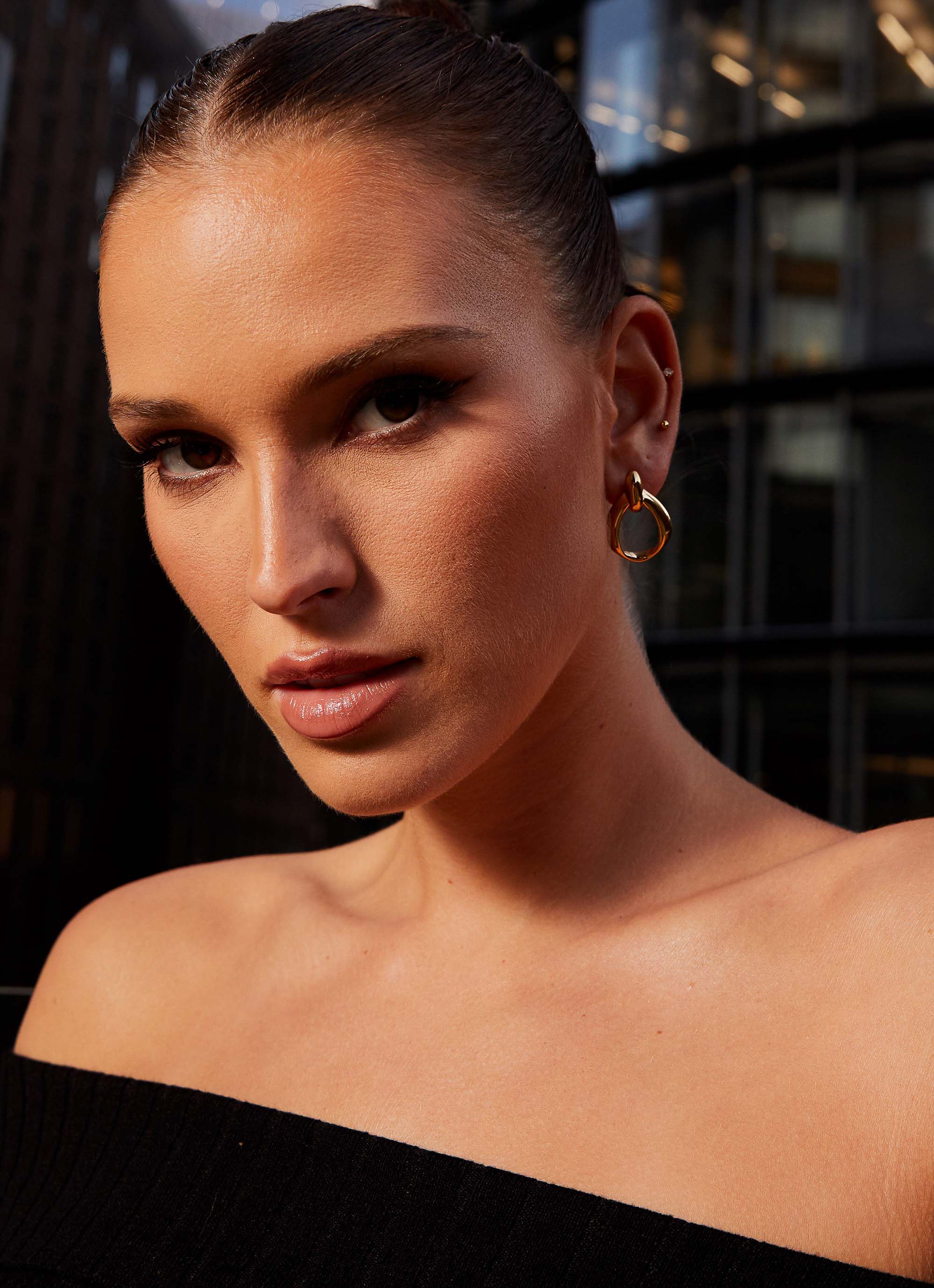 Elegant Folded Chain Earrings for Women - 14K Gold Plated Dainty Hoop Earrings - Perfect for Parties, Weddings & Everyday Wear