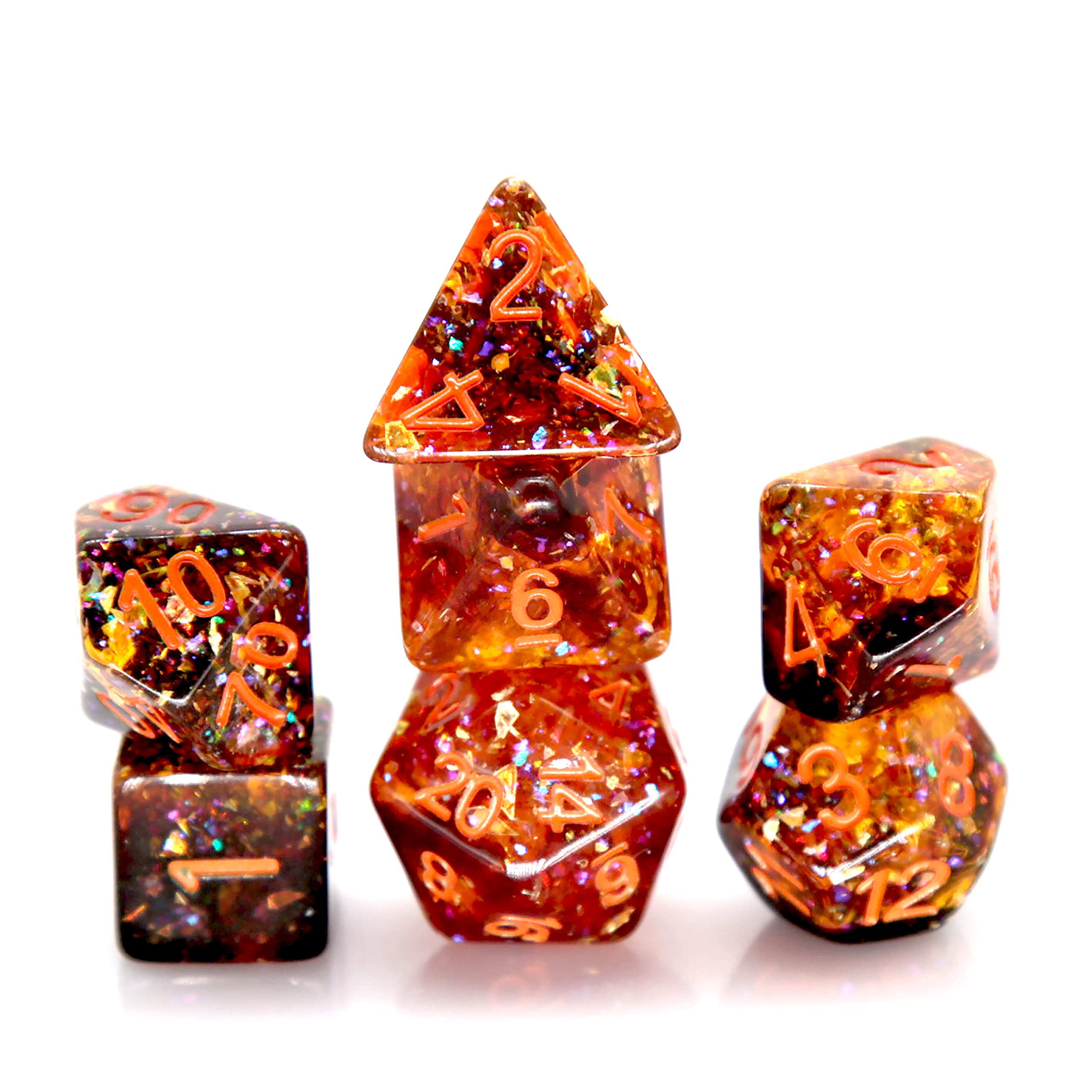 Glitter Polyhedral Dice Set - 7-Piece RPG Dice for Dungeons & Dragons, D&D, MTG, Pathfinder - D20, D12, D10, D8, D6, D4 - Perfect for Halloween Parties, Tabletop Gaming & Role Playing Adventures