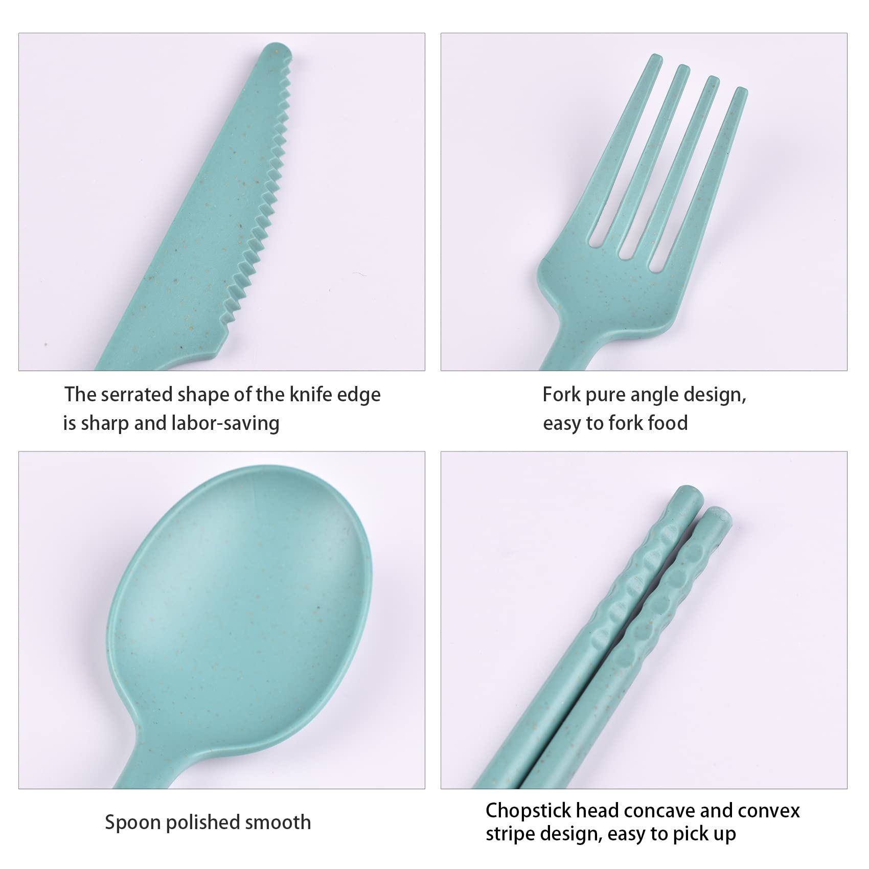 **Eco-Friendly Camping Utensil Set with Travel Case - Reusable Plastic Cutlery Set (Forks, Spoons, Chopsticks) for Travel, Picnic, Camping & Daily Use - Dark Green | Perfect for Outdoor Adventures & Sustainable Dining**