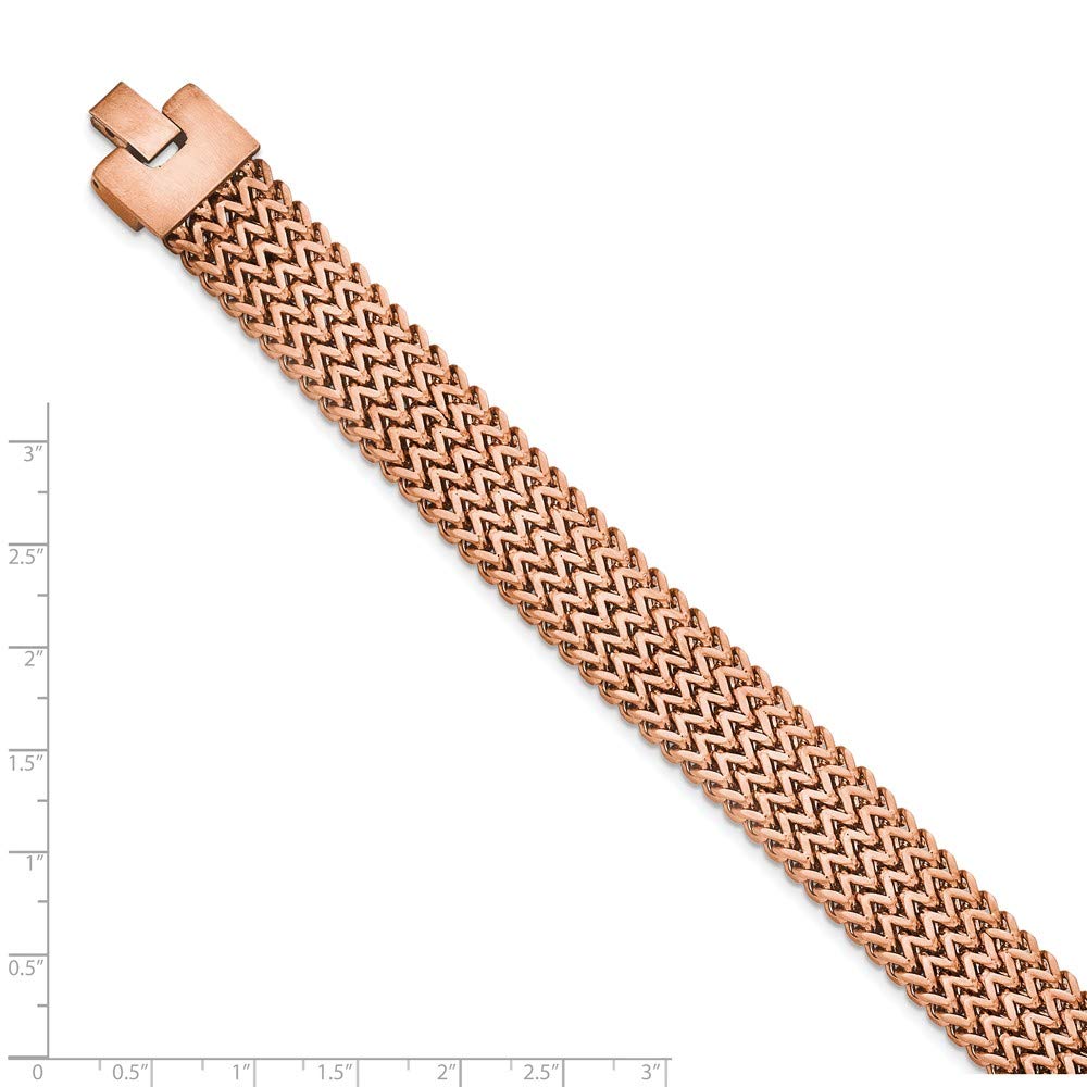 Stainless Steel Brushed Rose Gold IP-Plated Woven Bracelet for Women - 7.5