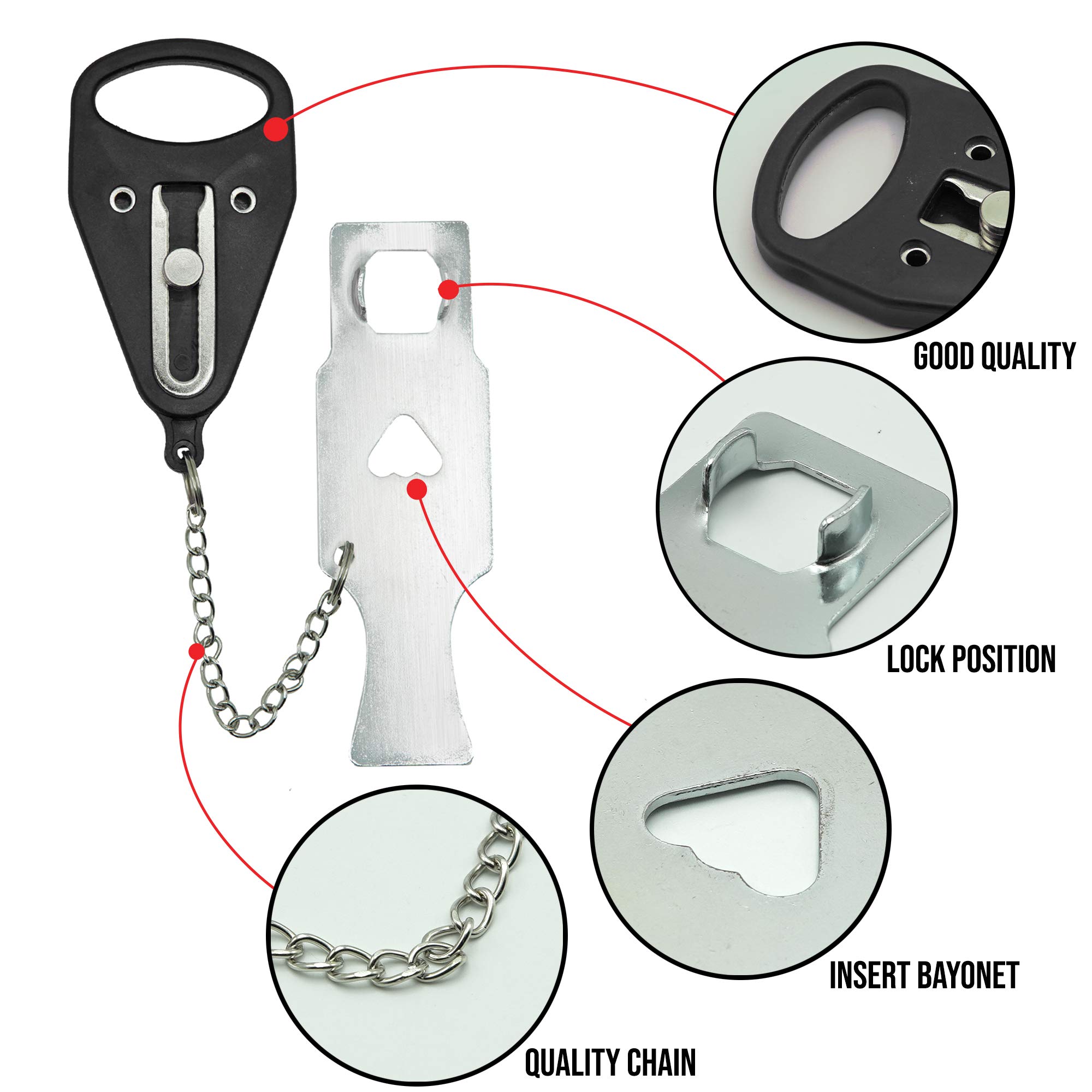 PrimeMart Portable Door Lock for Home Security - Travel Door Locker with Key for Extra Safety & Privacy | Ideal for Hotels, Apartments, Bedrooms, College Dorms & Airbnb Stays