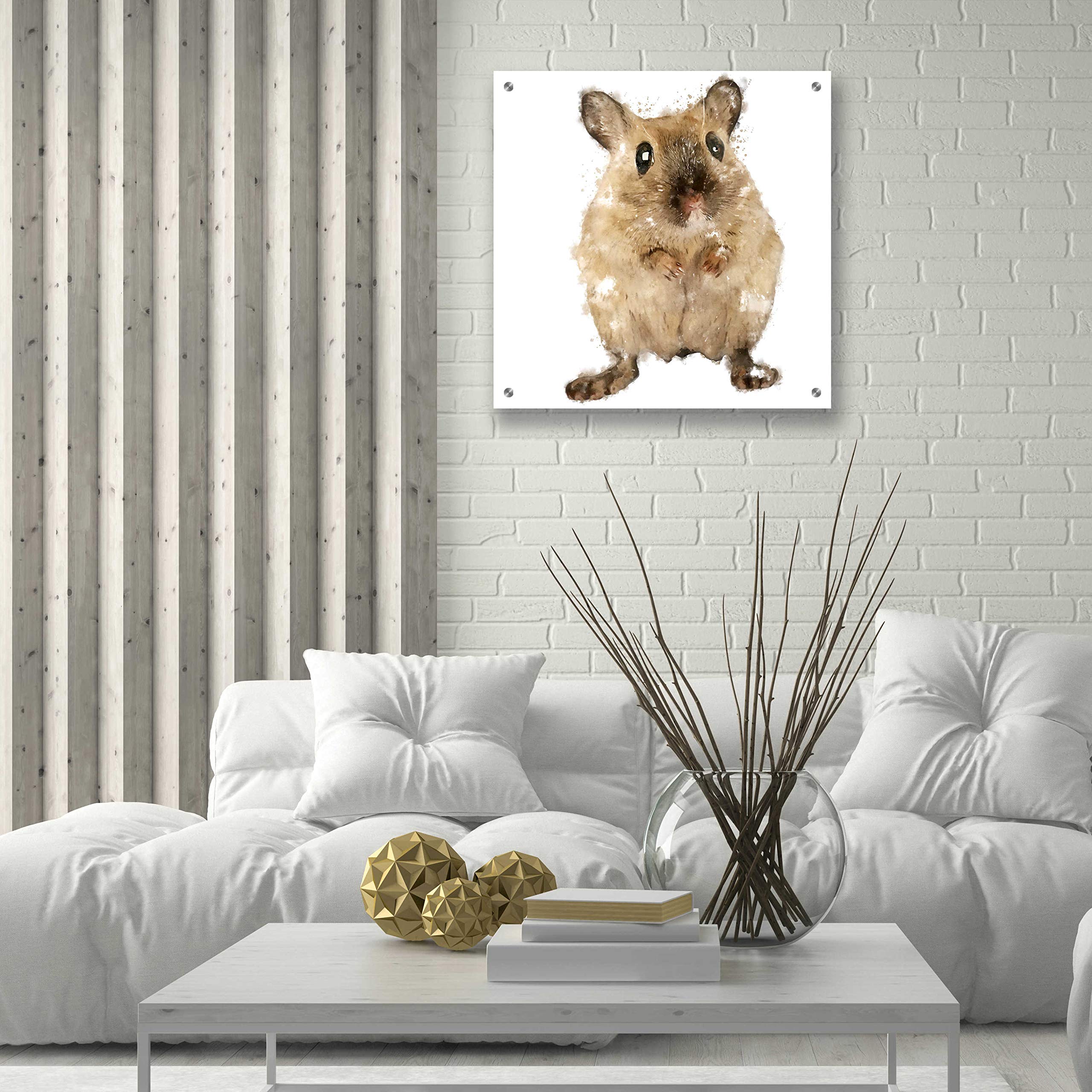 Epic Art 'Curious Mouse' by Kim Curinga - 24x24 Inch Acrylic Glass Wall Decor - Modern Home & Office Artwork - Perfect for Living Room, Bedroom or Gift
