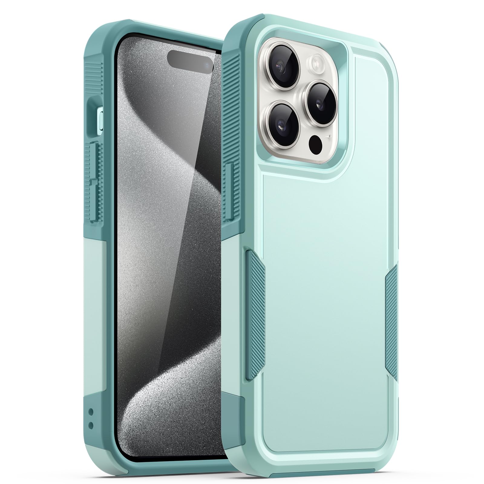 JETech Heavy Duty Rugged Case for iPhone 15 Pro Max 6.7-Inch - Dual Layer Shockproof Protection, Matte Back Cover (Mint Green) | Perfect for Outdoor Adventures, Construction Work & Active Lifestyles