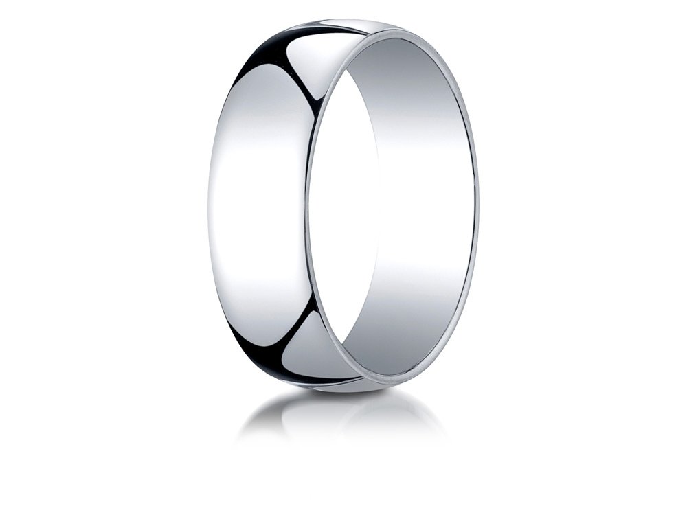 14K White Gold 7mm Dome Ring for Women - Elegant Everyday Jewelry