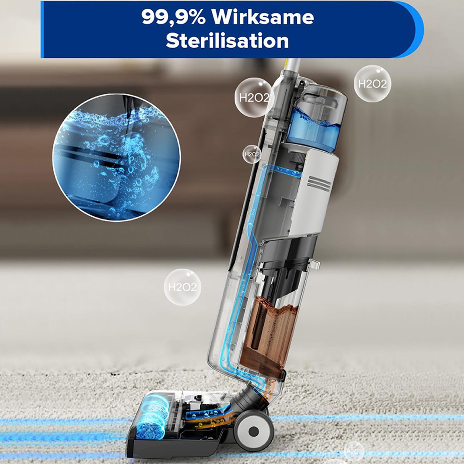 **Redkey W12SE Cordless Wet Dry Vacuum Cleaner – 1.15L Dual Tank, 45 Min Runtime, Self-Cleaning & Anti-Tangle Hair, Electrolytic Disinfection – Ideal for Home, Car, and Pet Hair Cleaning**