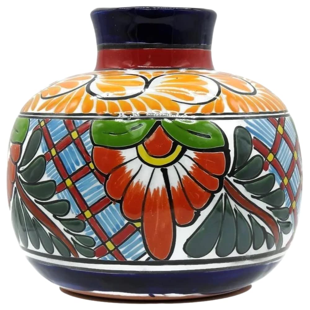 Hand Painted Bola Vase - Colorful Glazed Ceramic Decor for Indoor & Outdoor Use - Perfect for Home, Garden, and Wedding Centerpieces