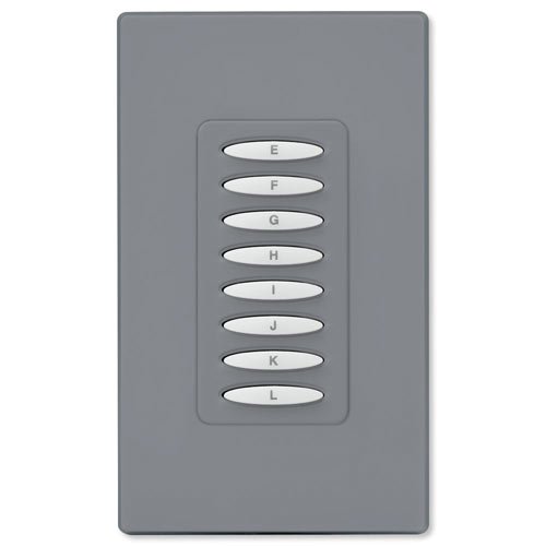 PCS PulseWorx UPB Wall Controller - 8A Load Relay with 8 Buttons in Gray (KPLR-8-G) | Smart Home Lighting Control for Bedroom, Living Room & Office