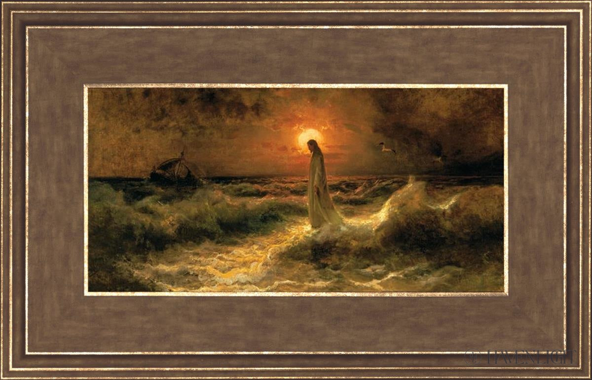 Christ Walking On The Water - Religious Wall Art Decor for Home, Church & Office - Inspirational Christian Painting for Faith-Based Interiors