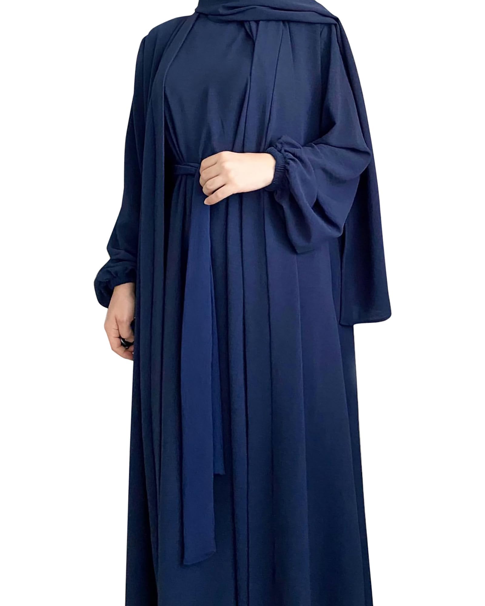 Women's Muslim Dress Two Piece Set - Islamic Prayer Abaya & Modest Solid Color Outfit for Hijab Fashion | Perfect for Eid, Ramadan & Daily Wear