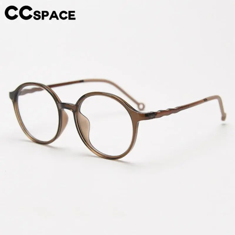 CCspace Unisex Full Rim Round TR90 Titanium Eyeglasses Frame 56834 - Lightweight & Durable for Work, Reading & Fashion