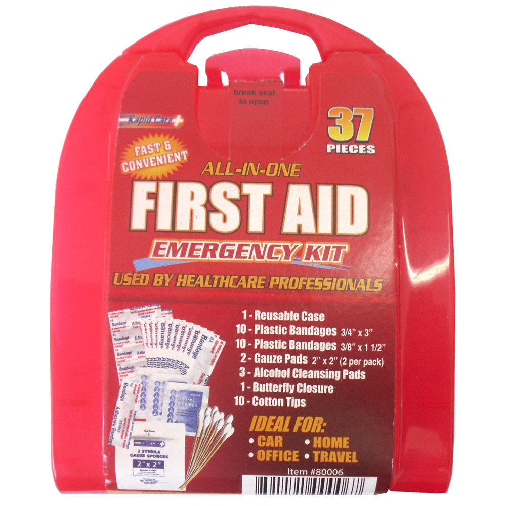 Rapid Care 37 Piece First Aid Kit - Compact Emergency Medical Supplies for Home, Car, Travel & Outdoor Adventures | OSHA Compliant