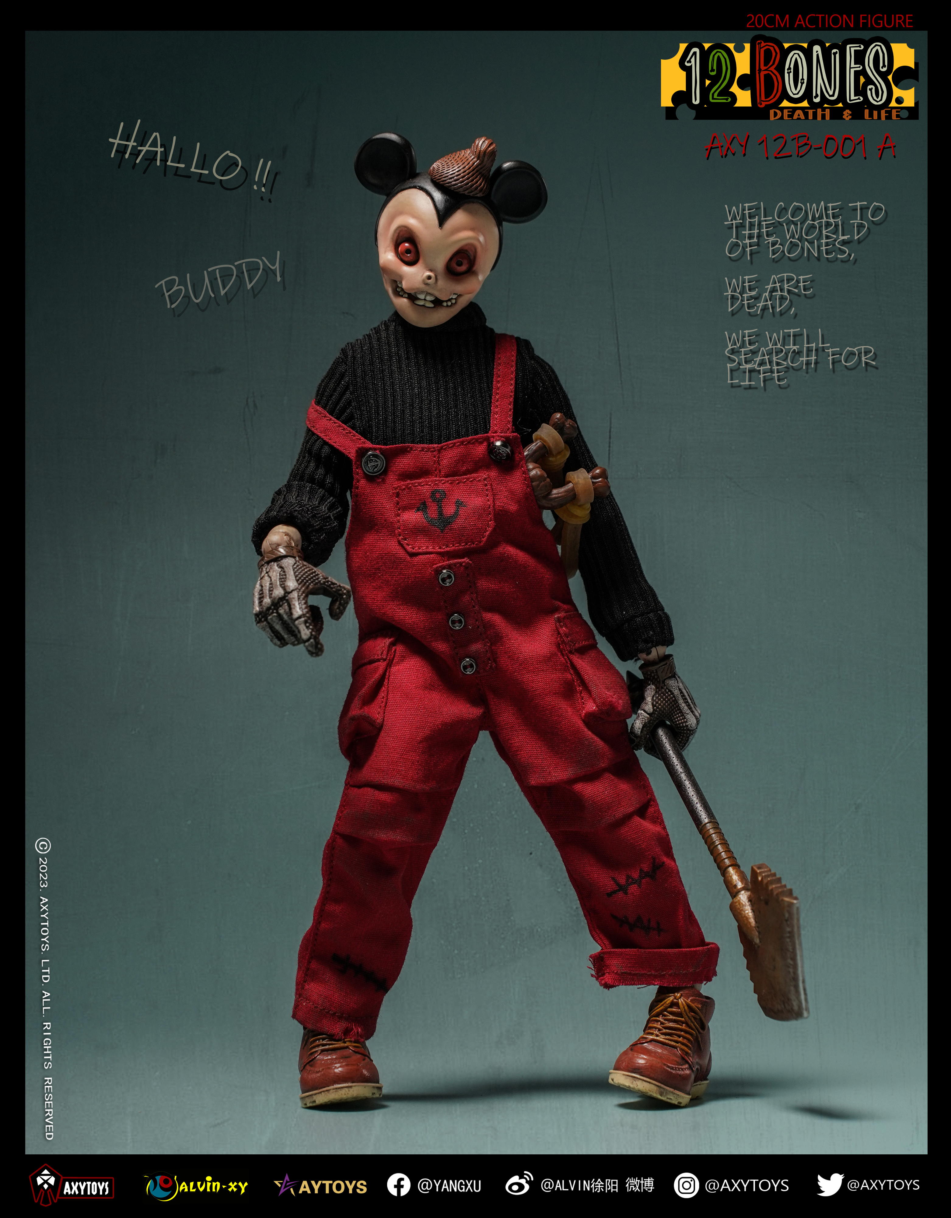 AxyToys 1/12 Scale 20CM Action Figure - 12 Bones Stories Mice & Cowboy Collectible Toy for Display & Role Play | Perfect for Collectors, Gift Giving & Diorama Scenes