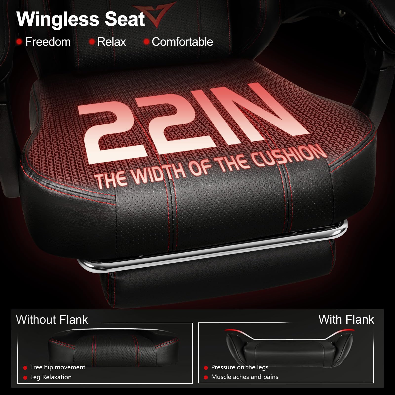 VITESSE Big and Tall Gaming Chair 400lb Weight Capacity - Ergonomic Office Chair with Adjustable Footrest, Oversized Headrest & Lumbar Support - Heavy Duty Computer Gaming Chair for Adults (Black/Red) - Perfect for Long Gaming Sessions, Home Office & Esports
