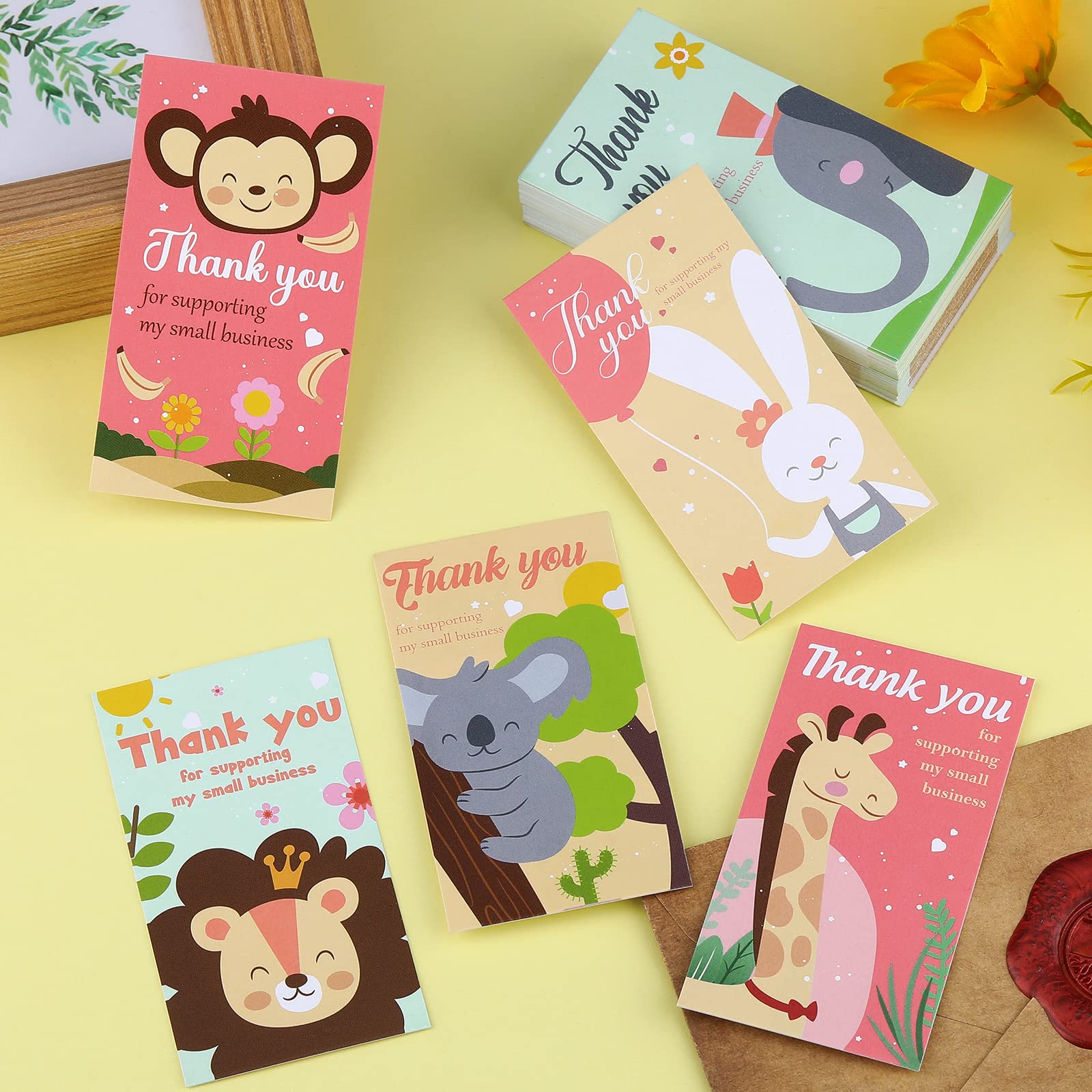 150Pcs Small Business Thank You Cards - 6 Cute Animal Designs, 2x3.5 Inch Mini Appreciation Cards for Retailers & Shop Owners - Perfect for Customer Gifts, Etsy Sellers & Small Business Marketing