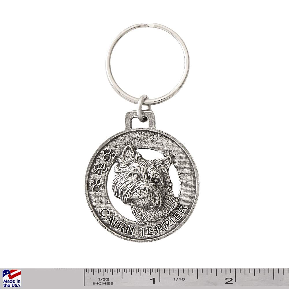 **Handmade Pewter Cairn Terrier Dog Keychain - 1.5 Inch Metal Key Ring, Pet Tag & Gift (D042KC) - 100% Made in USA | Perfect for Dog Lovers, Keychains Collection & Unique Gifts**