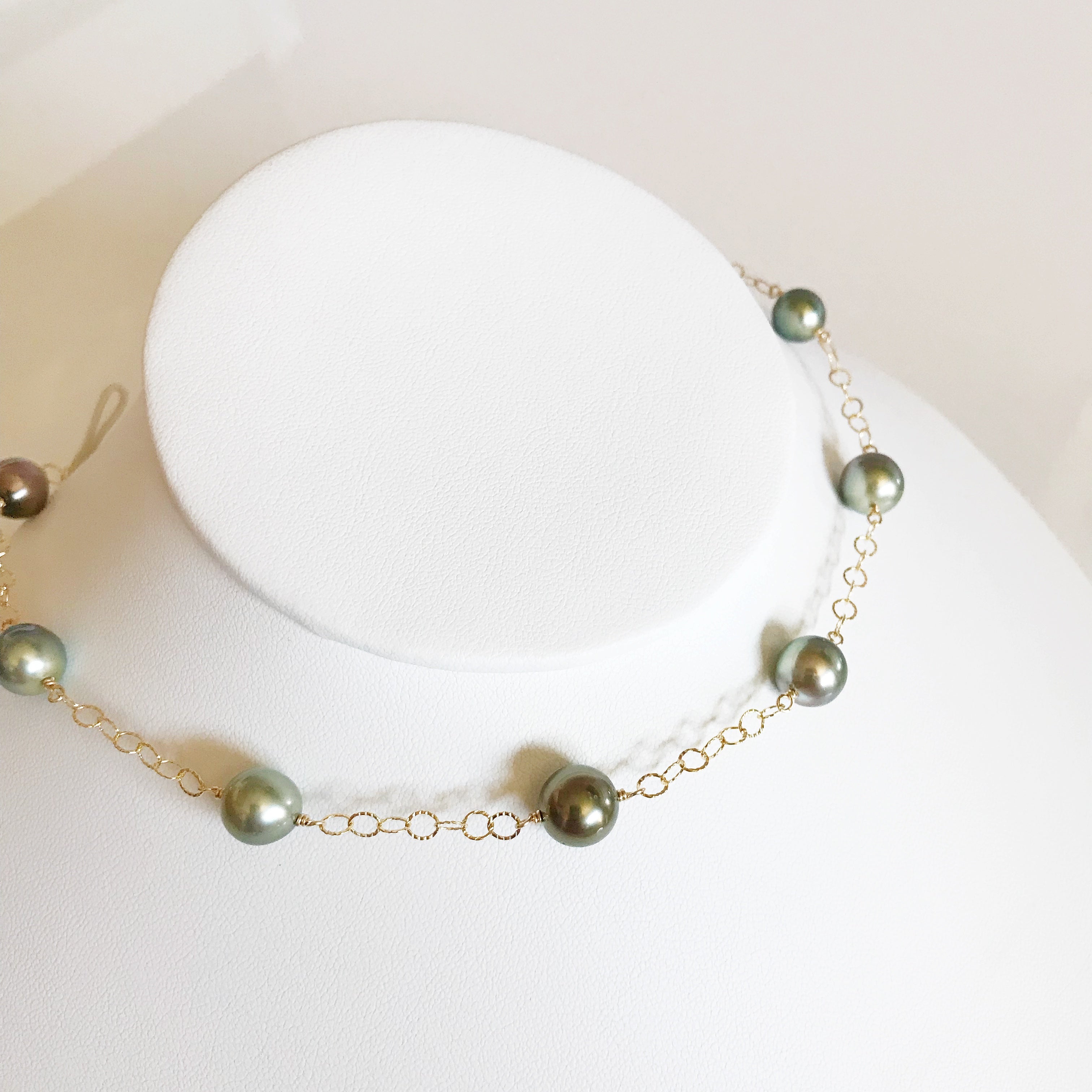 LEILANI Natural Pistachio Tahitian Pearl Necklace (N272) - Elegant Jewelry for Women, Perfect for Weddings, Parties & Special Occasions