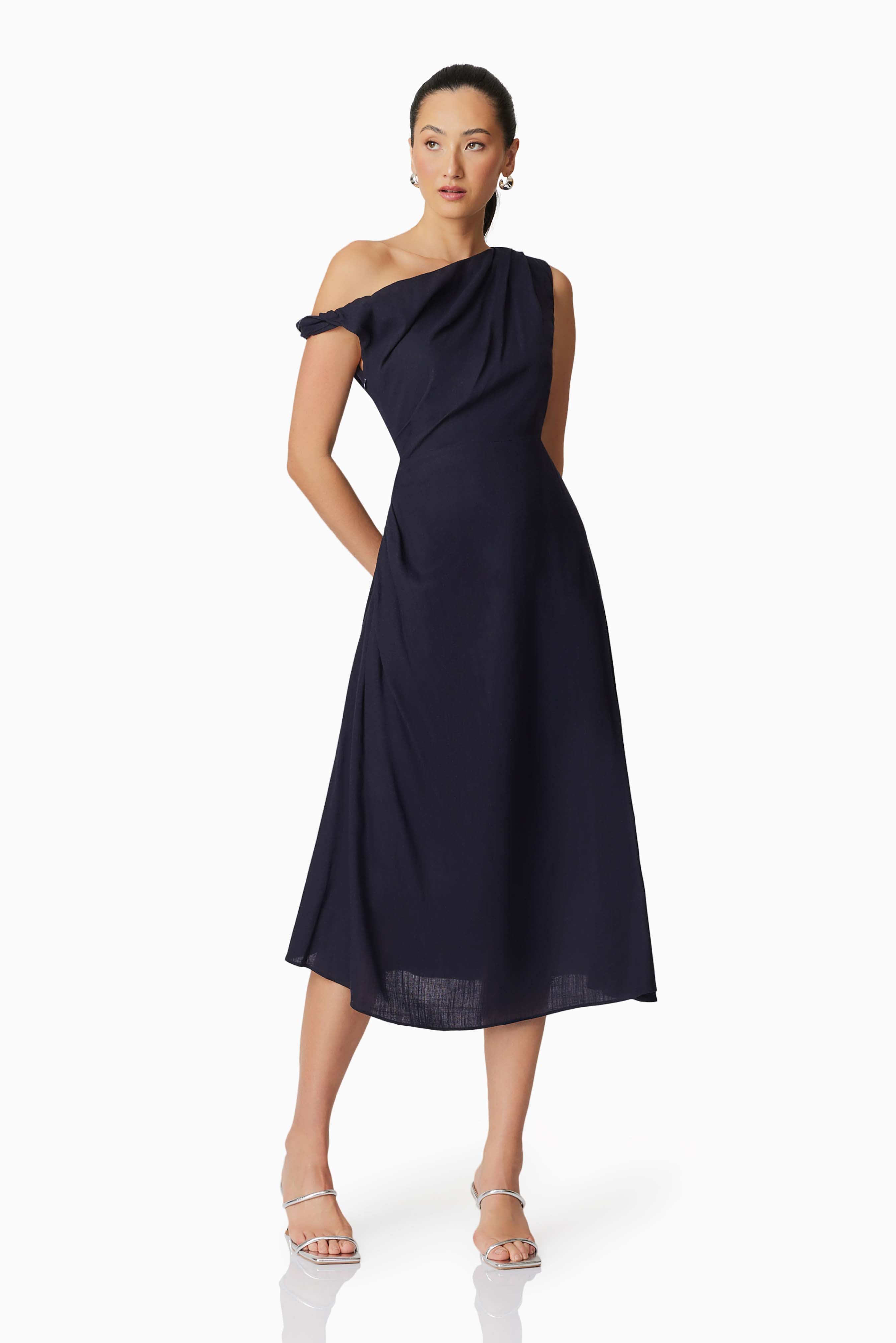 Black Kara Midi Dress - Elegant & Stylish for Parties, Weddings & Evening Events