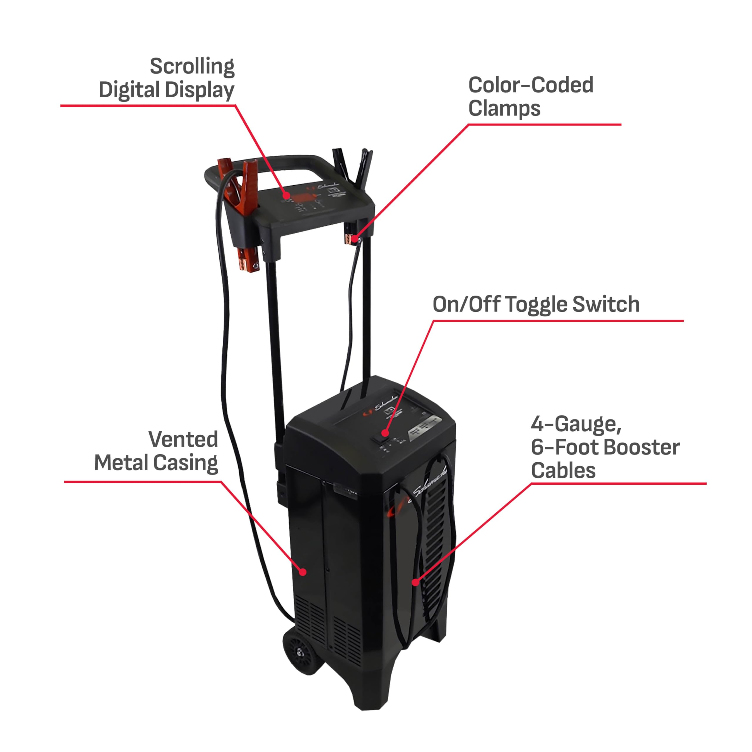 Schumacher SC1352 6-in-1 250A Automatic Battery Charger & Engine Starter - 12V/24V for Car, Truck, Marine Batteries with 40A/20A Boost Modes & Diagnostics - Perfect for Emergency Jump Starts, RV Maintenance & Boat Battery Care