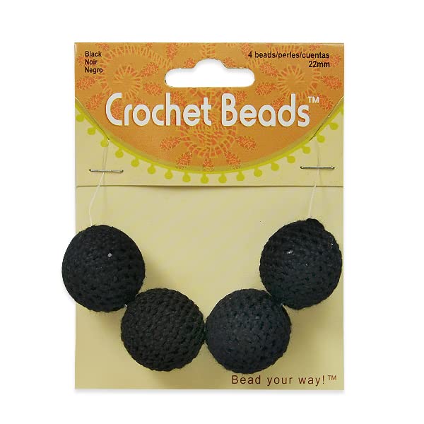 Expo International 6-Pack Crochet Jewelry Beads Set - 4mm Black Glass Beads for DIY Bracelets, Necklaces & Crafting Projects
