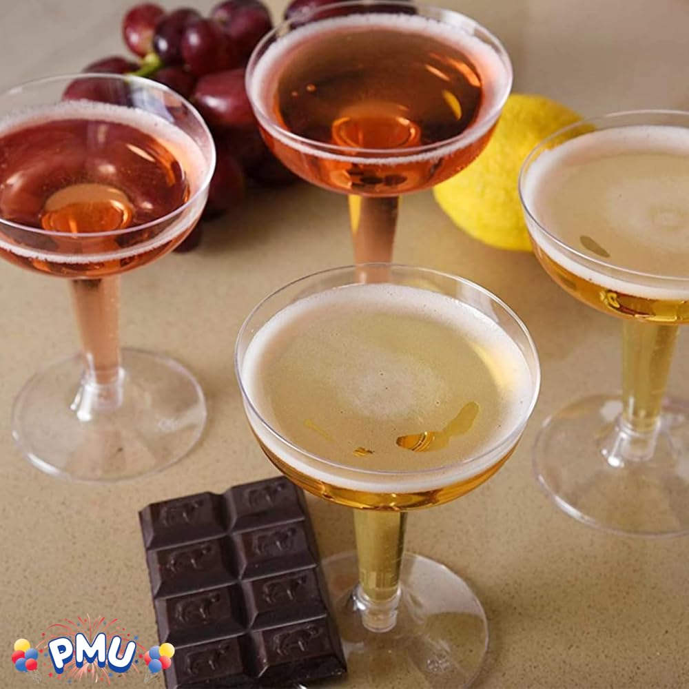 Premium PMU Champagne Glasses 4 oz Set of 2 - Bulk 40 Pieces (6 Packages) - Perfect for Weddings, Parties & Special Events