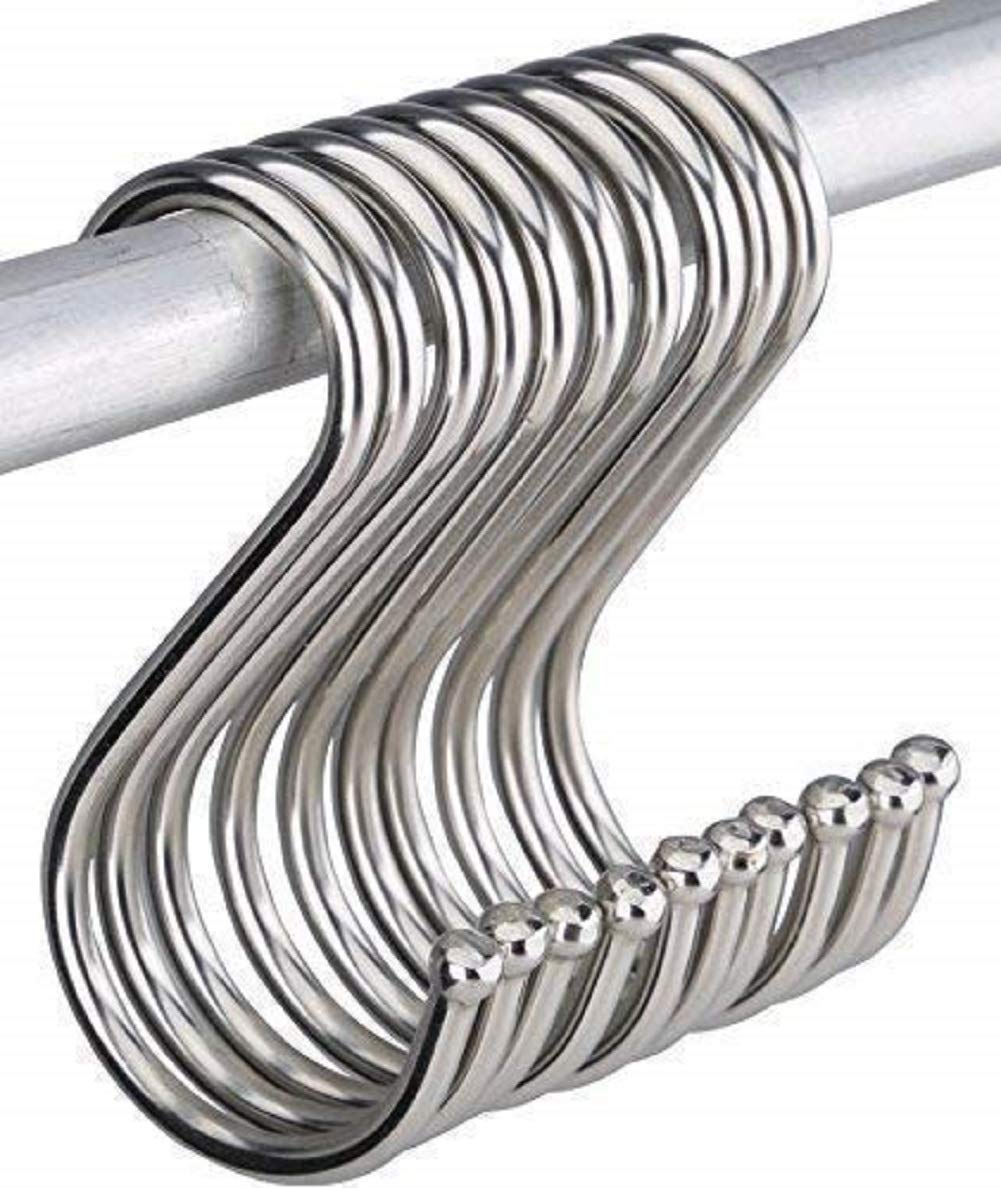 Heavy Duty S Hooks 10 Pack - Sturdy Kitchen Pot Rack Hangers, Clothing Hooks & Utensil Organizer - Perfect for Home, Garage & Outdoor Storage Organization (Ideal for Hanging Pots, Pans, Clothes & Tools)